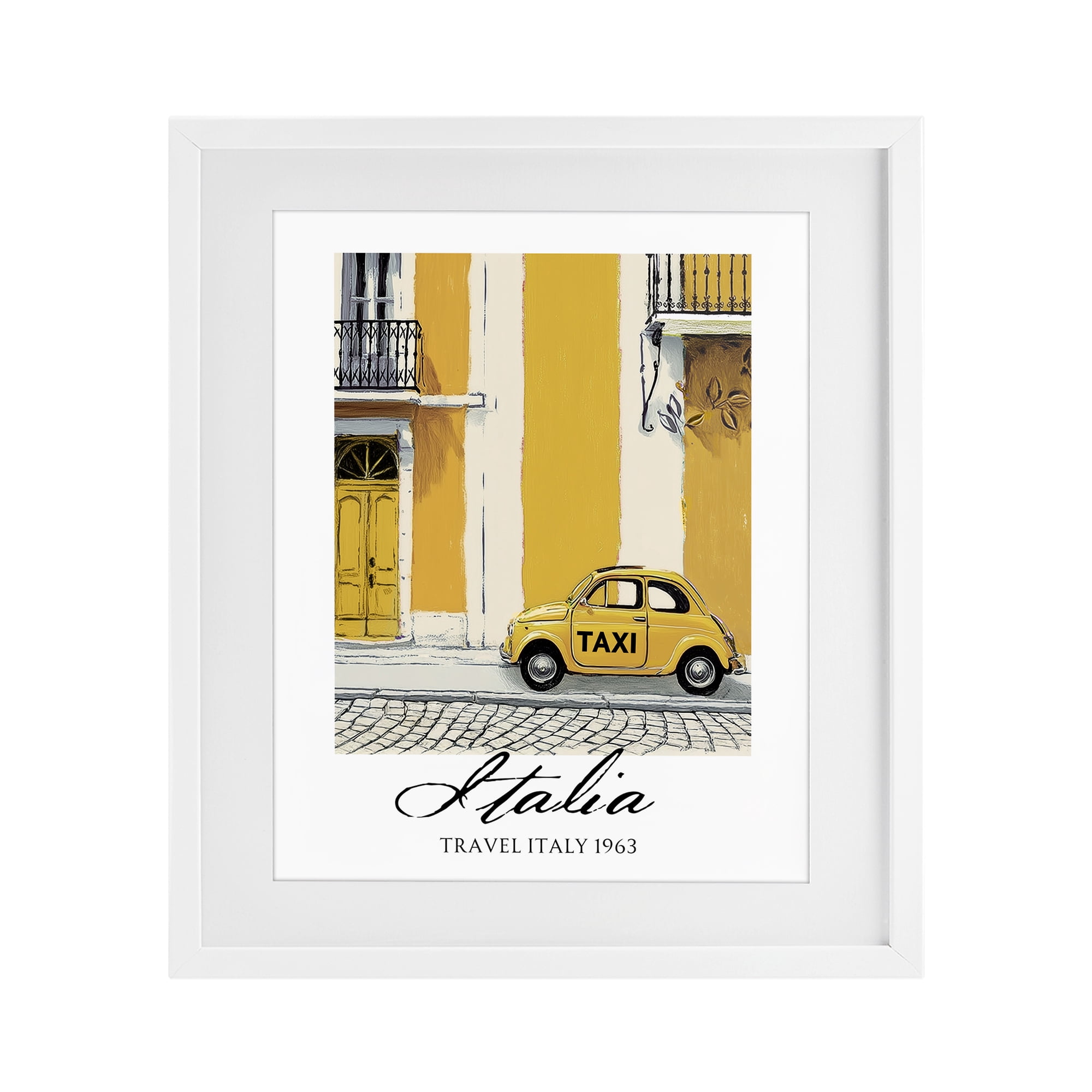 Stupell Industries Travel Italia Taxi White Framed Print Under Glass, design by Annabelle Hall