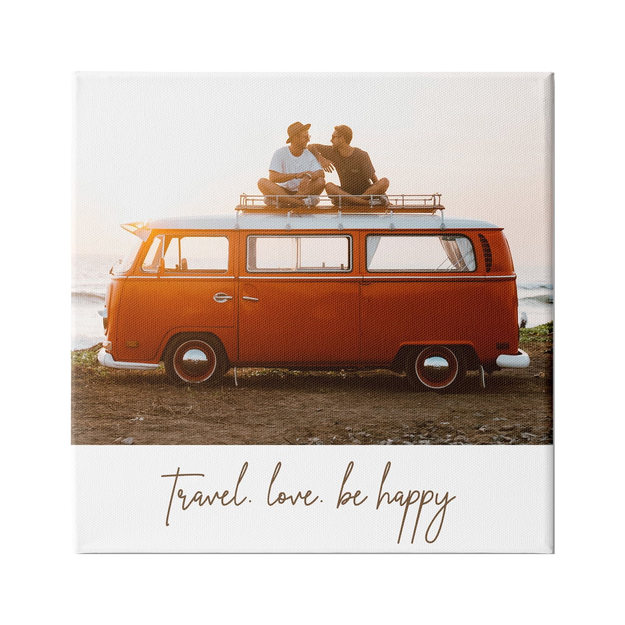 Stupell Industries Travel Love Happy Phrase Retro Beach Van Romance, 24 x 24, Design by Birch&Ink