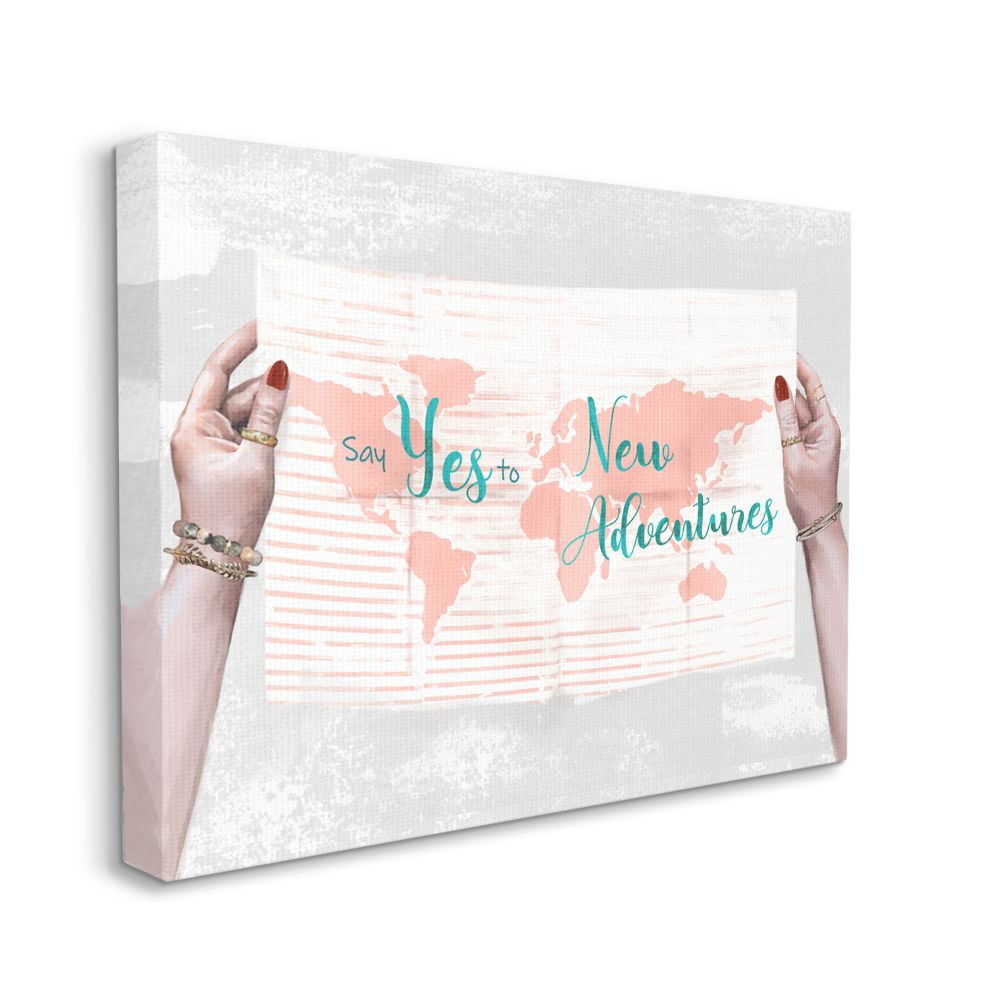 Say Yes to New Adventures Blue Text Canvas Motivational Print