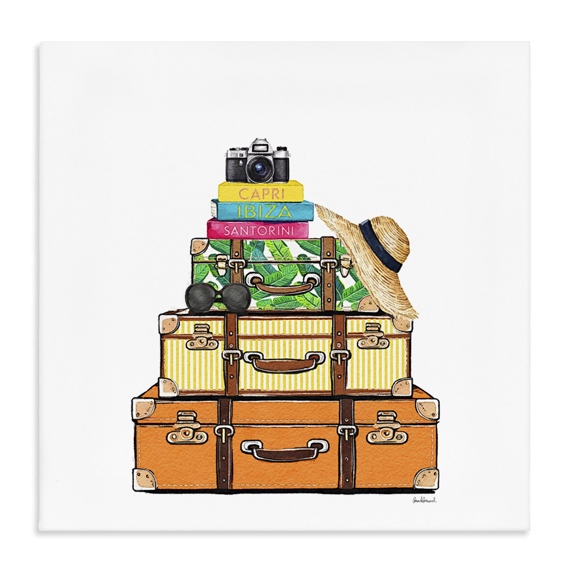 Stupell Industries Travel Suitcases & Camera Canvas Wall Art, design by Amanda Greenwood