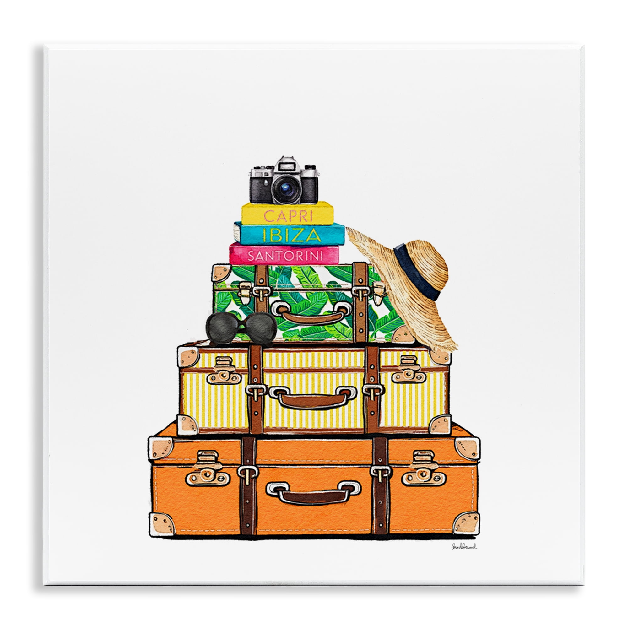 Stupell Industries Travel Suitcases & Camera Wall Plaque Art, design by Amanda Greenwood