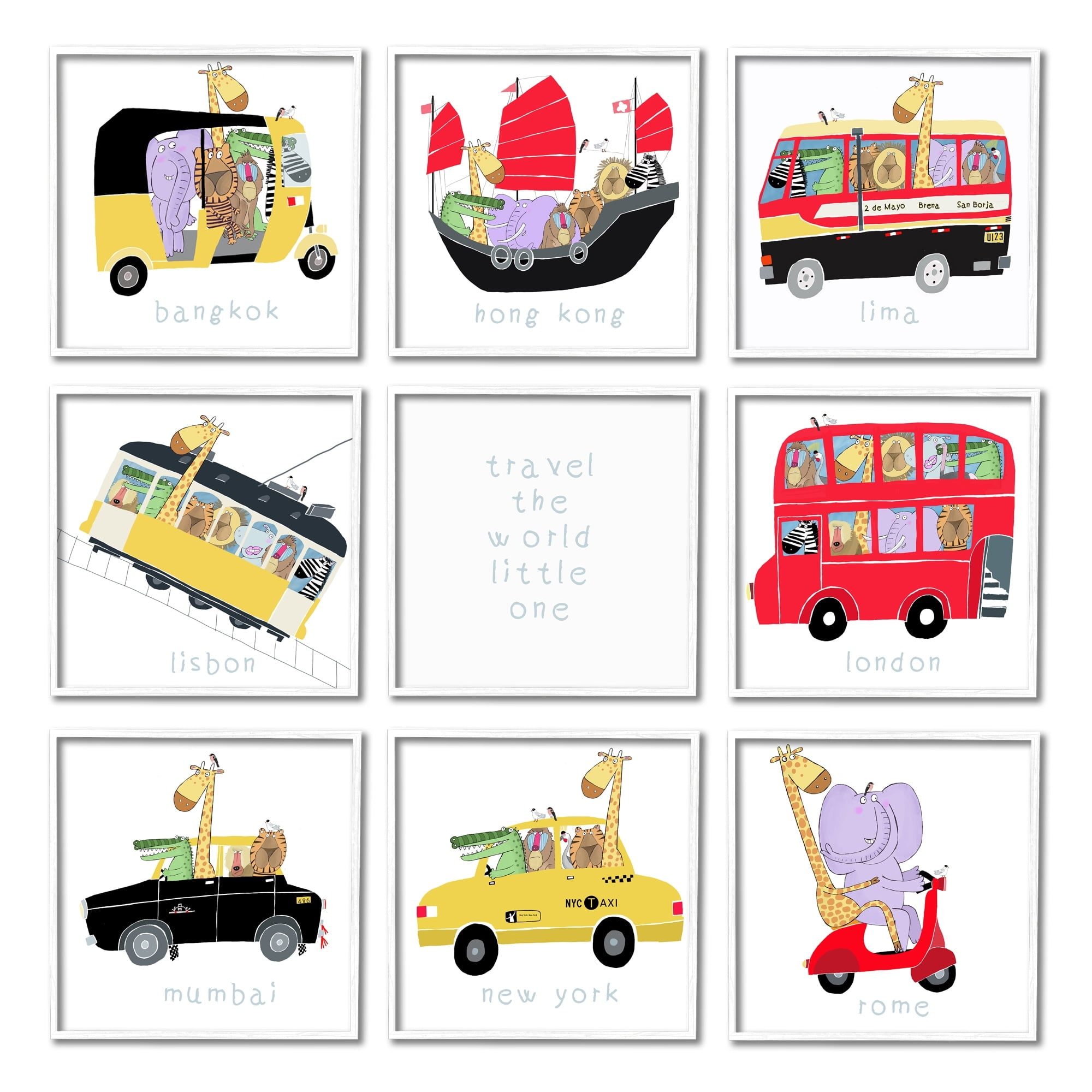 Stupell Industries Travel World Little One Kids' International Travel Transportation, 12 x 12, Design by Carla Daly