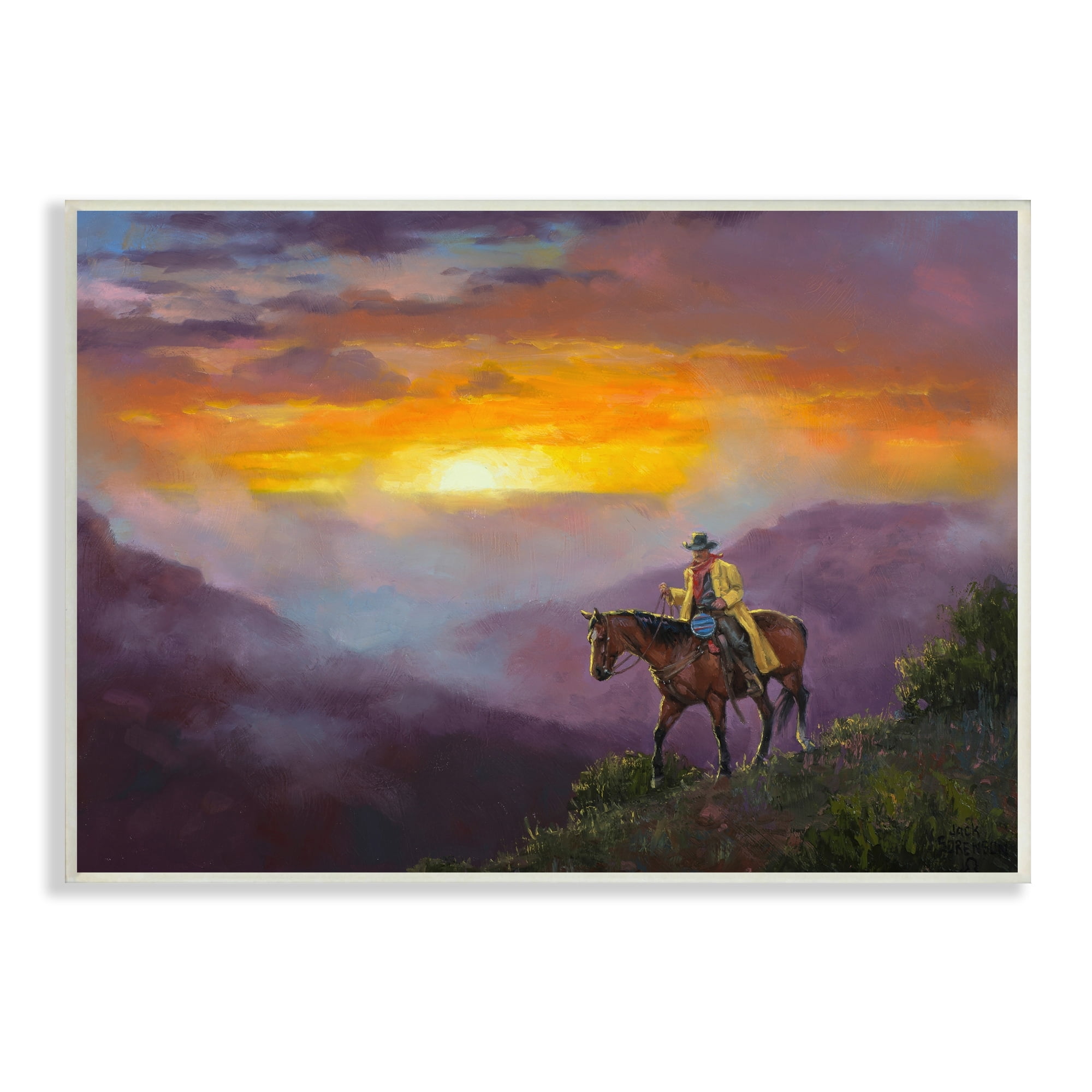 Stupell Industries Traveling Southern Cowboy Mountain Valley Sunset,15 x 10, Design by Jack Sorenson