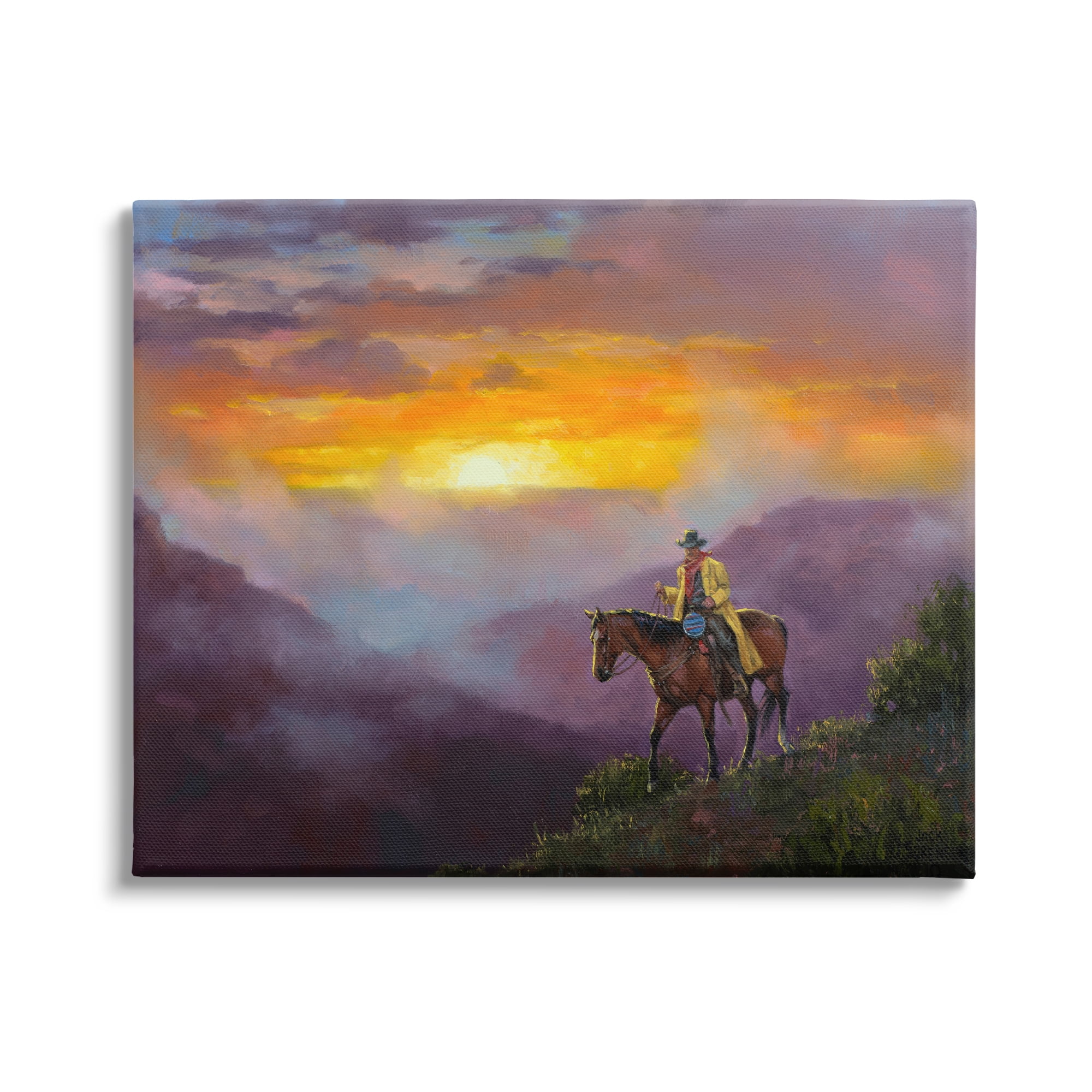 Stupell Industries Traveling Southern Cowboy Mountain Valley Sunset,20 x 16, Design by Jack Sorenson