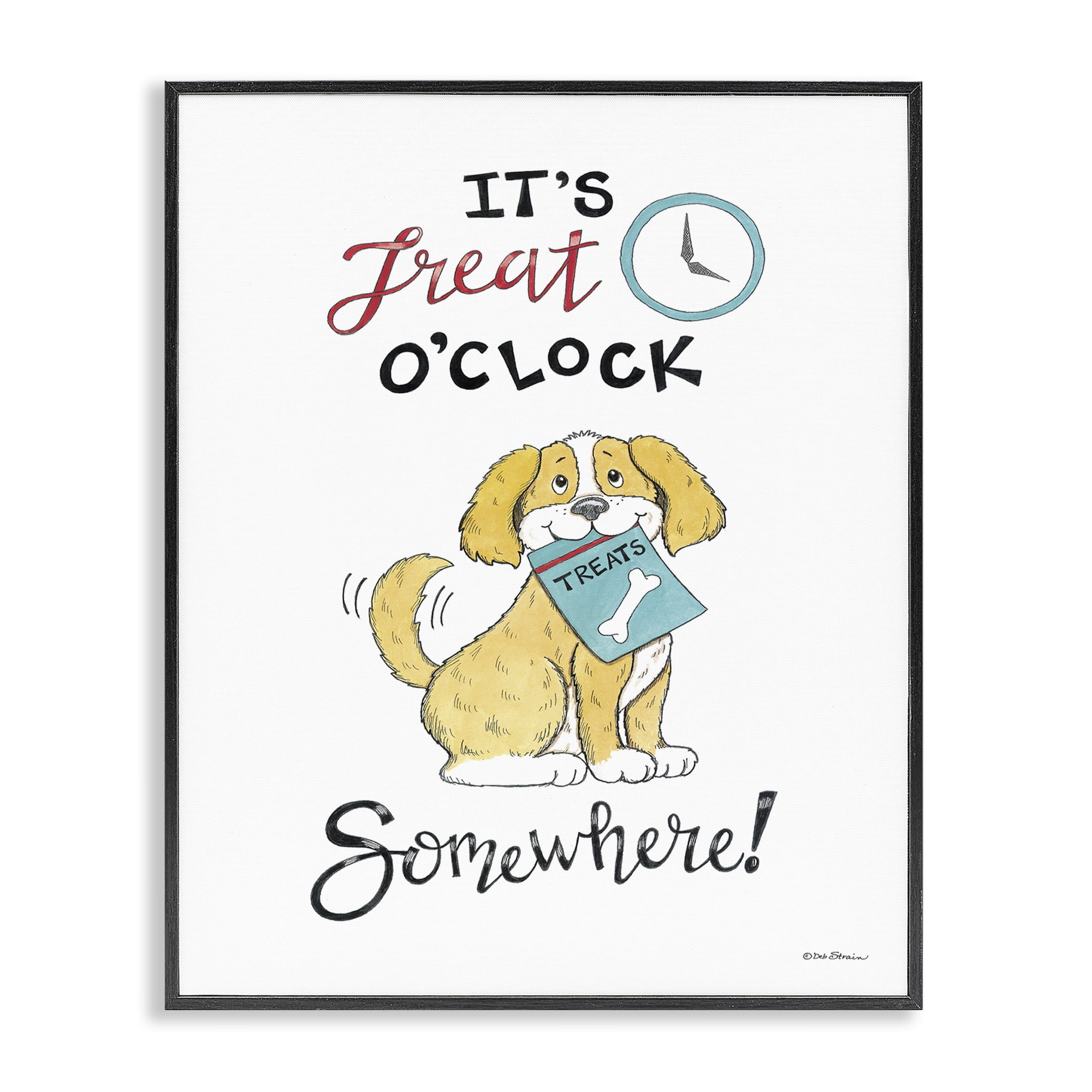 Stupell Industries Treat o'Clock Somewhere Animals Painting Black Framed Art Print Wall Art, 24 x 30