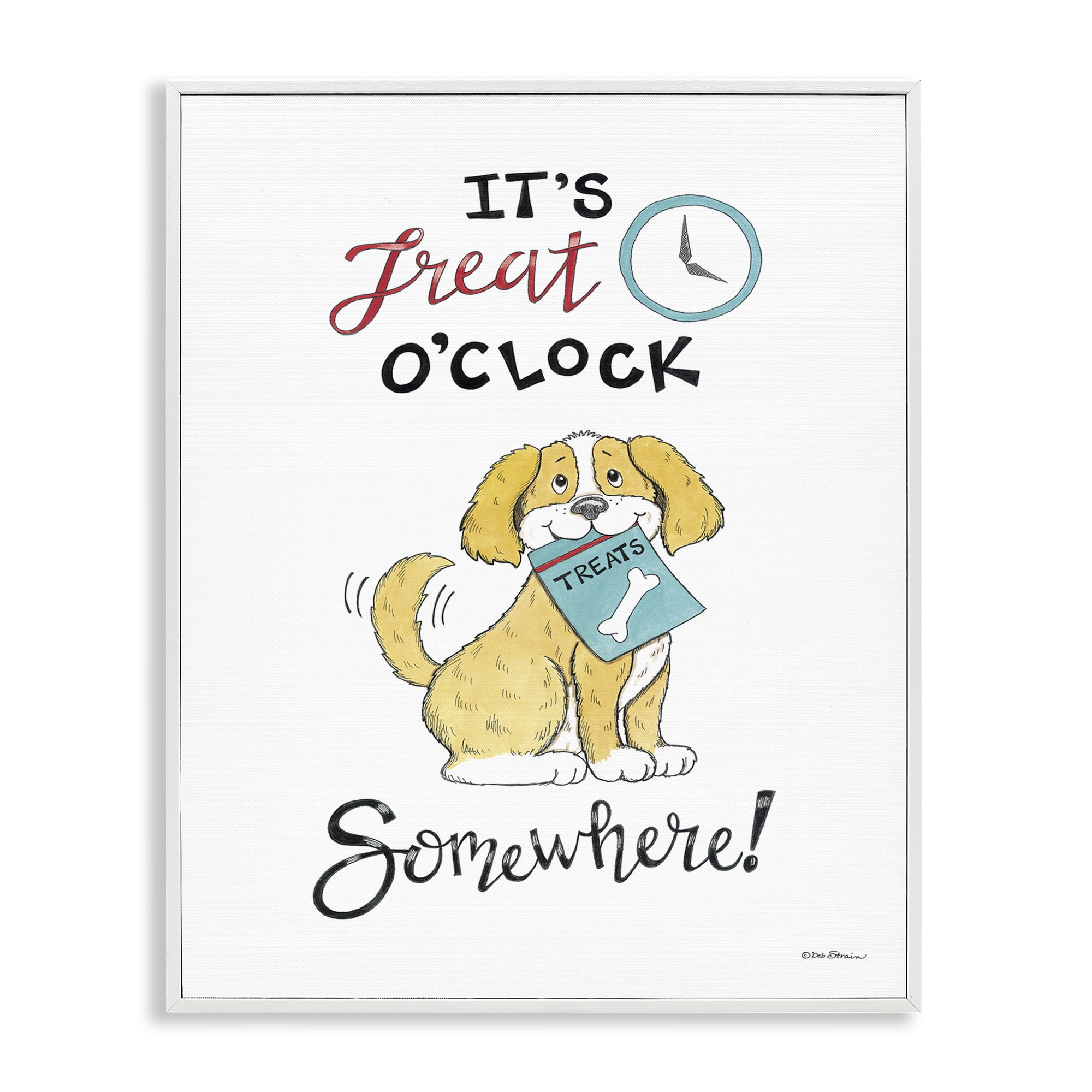 Stupell Industries Treat o'Clock Somewhere Animals Painting White Framed Art Print Wall Art, 16 x 20