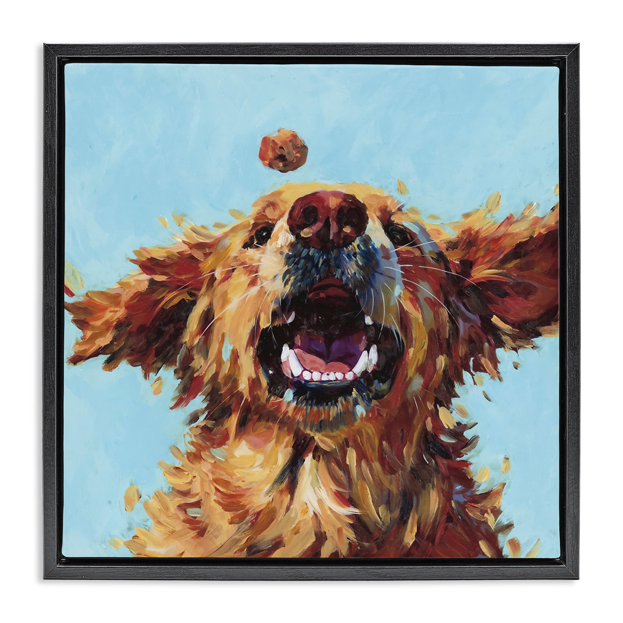 Stupell Industries Treato Loyal Dog Black Framed Floater Canvas Wall Art, design by Studio Bautista