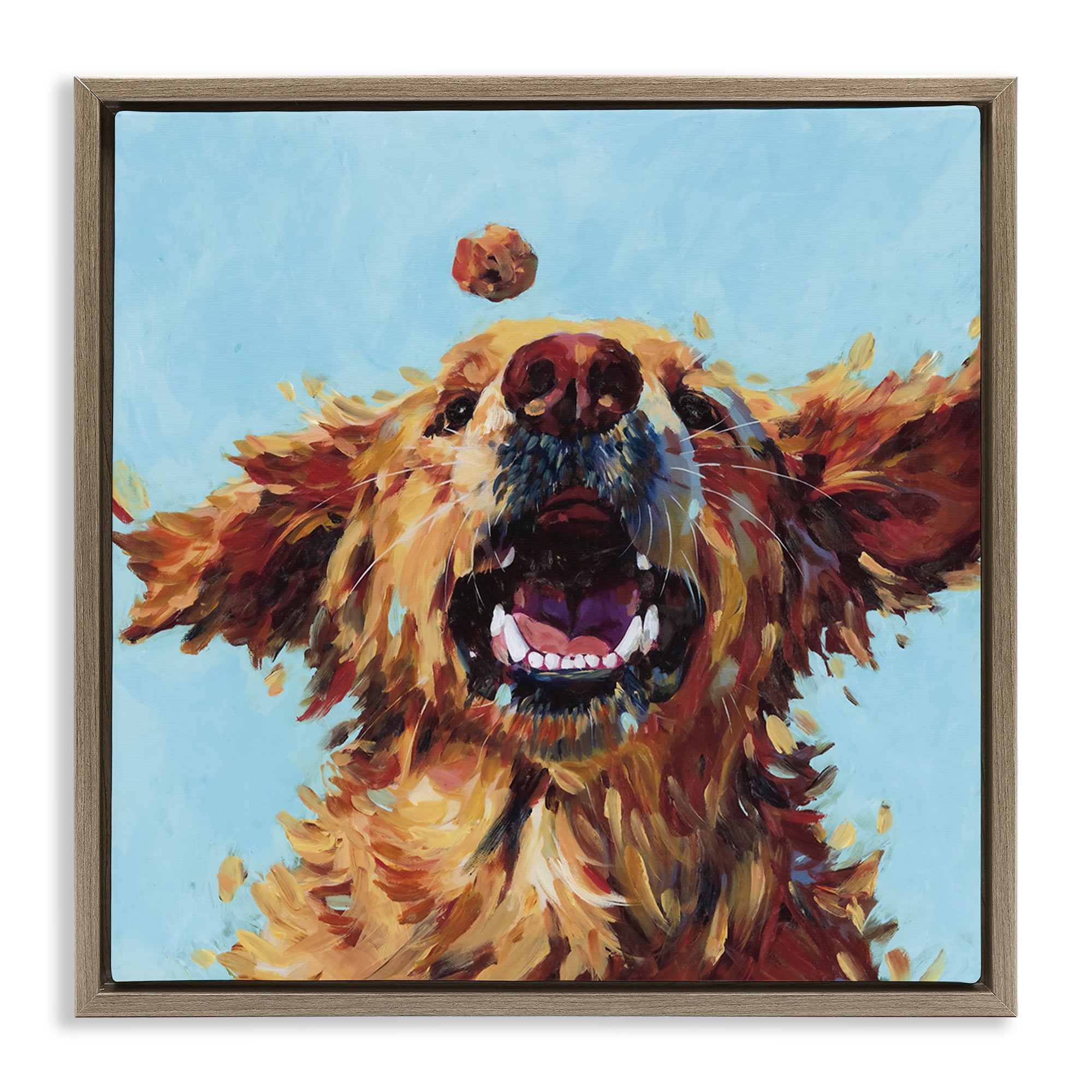 Stupell Industries Treato Loyal Dog Brown Framed Floater Canvas Wall Art, design by Studio Bautista