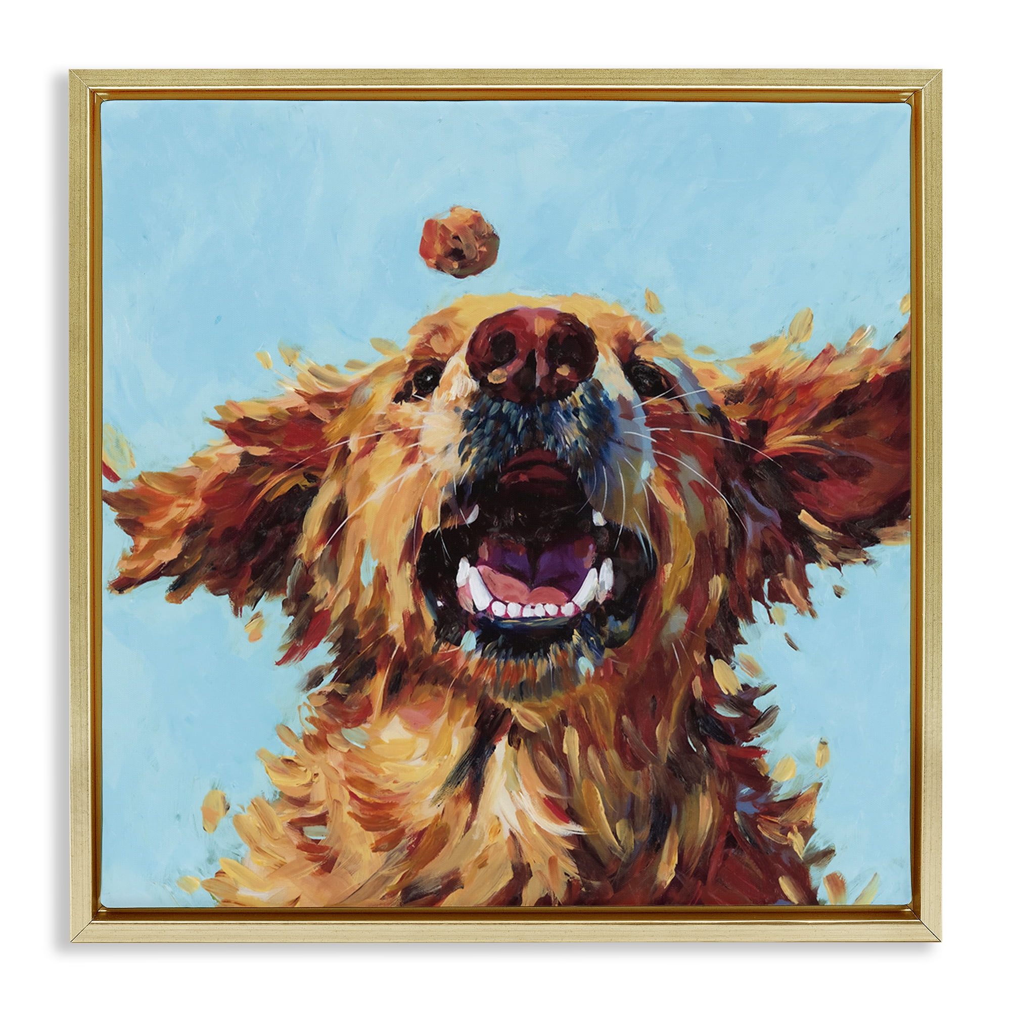 Stupell Industries Treato Loyal Dog Gold Framed Floater Canvas Wall Art, design by Studio Bautista