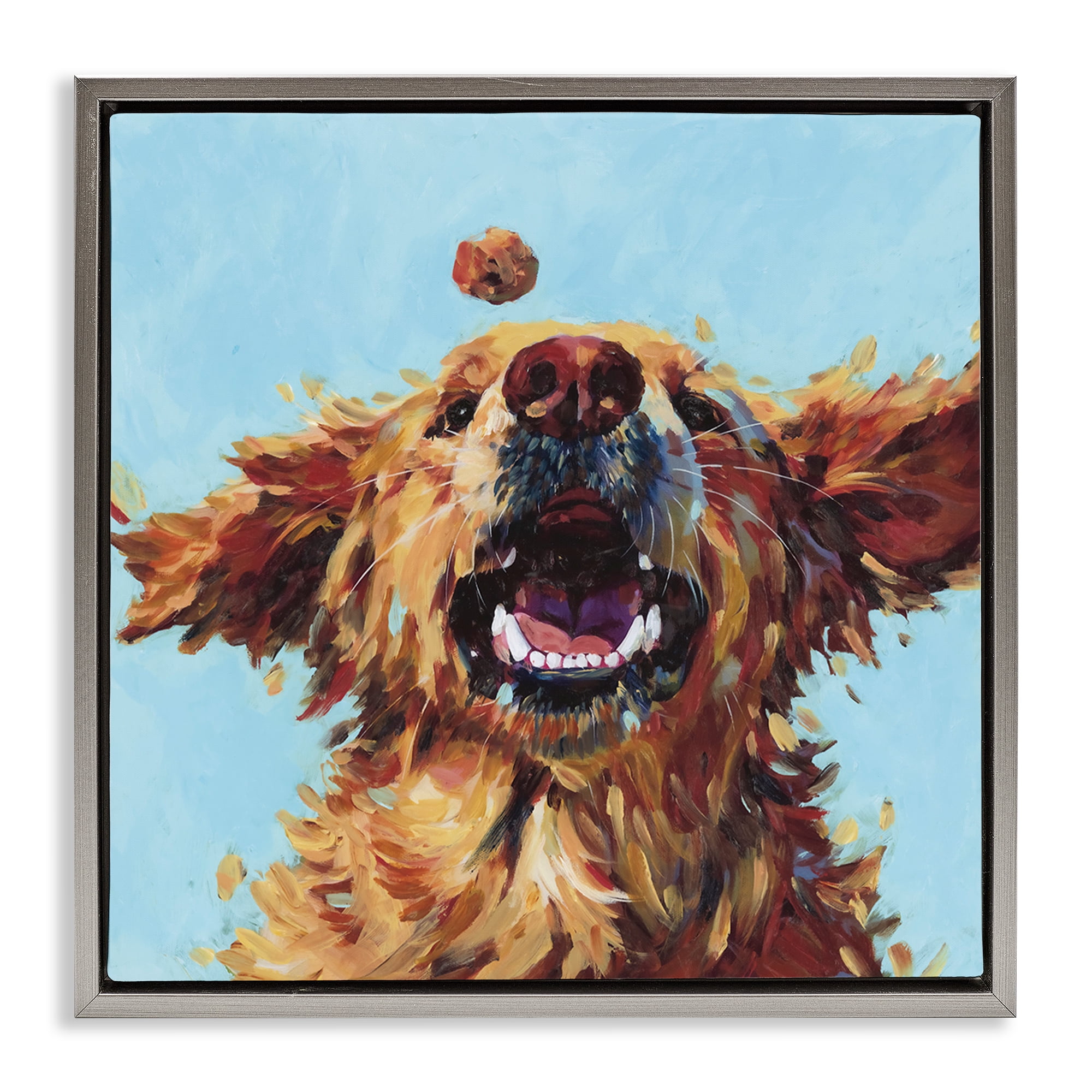 Stupell Industries Treato Loyal Dog Gray Framed Floater Canvas Wall Art, design by Studio Bautista