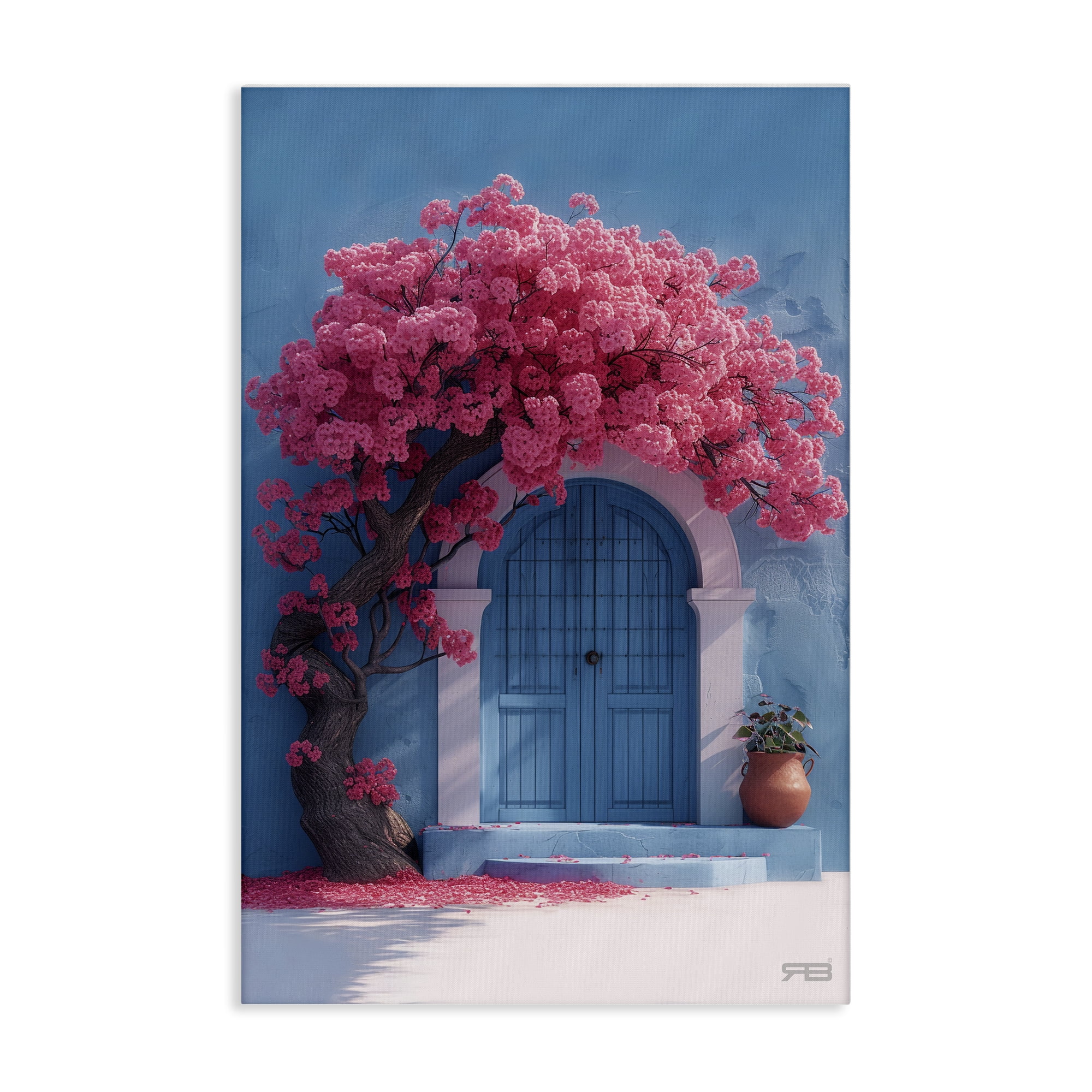 Stupell Industries Tree Circling Doorway Buildings & Architecture Painting Wrapped Canvas Art Print Wall Art, 24 x 36