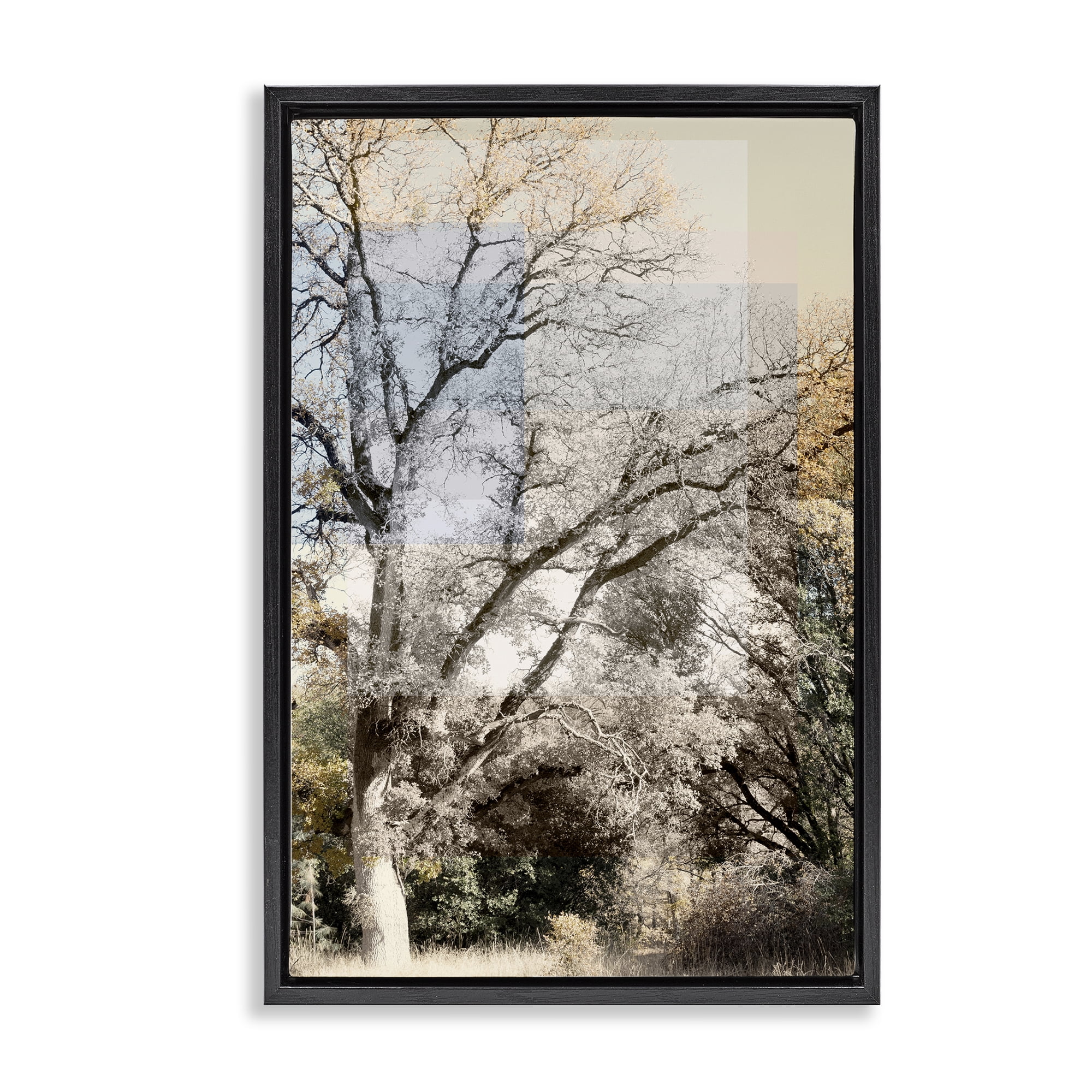 Stupell Industries Tree Collage Layers Black Framed Floater Canvas Wall Art, design by Gemma Bardot