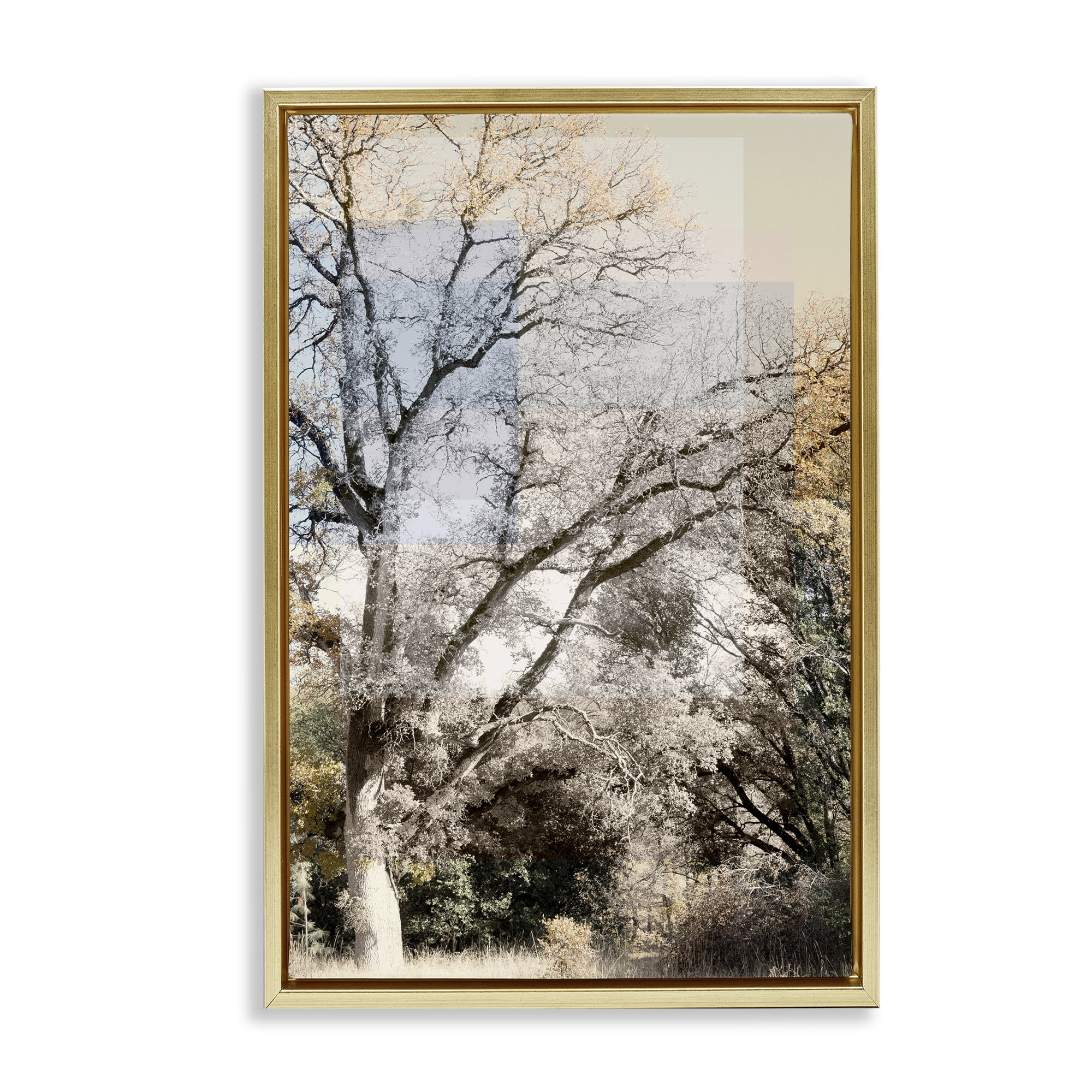 Stupell Industries Tree Collage Layers Gold Framed Floater Canvas Wall Art, design by Gemma Bardot