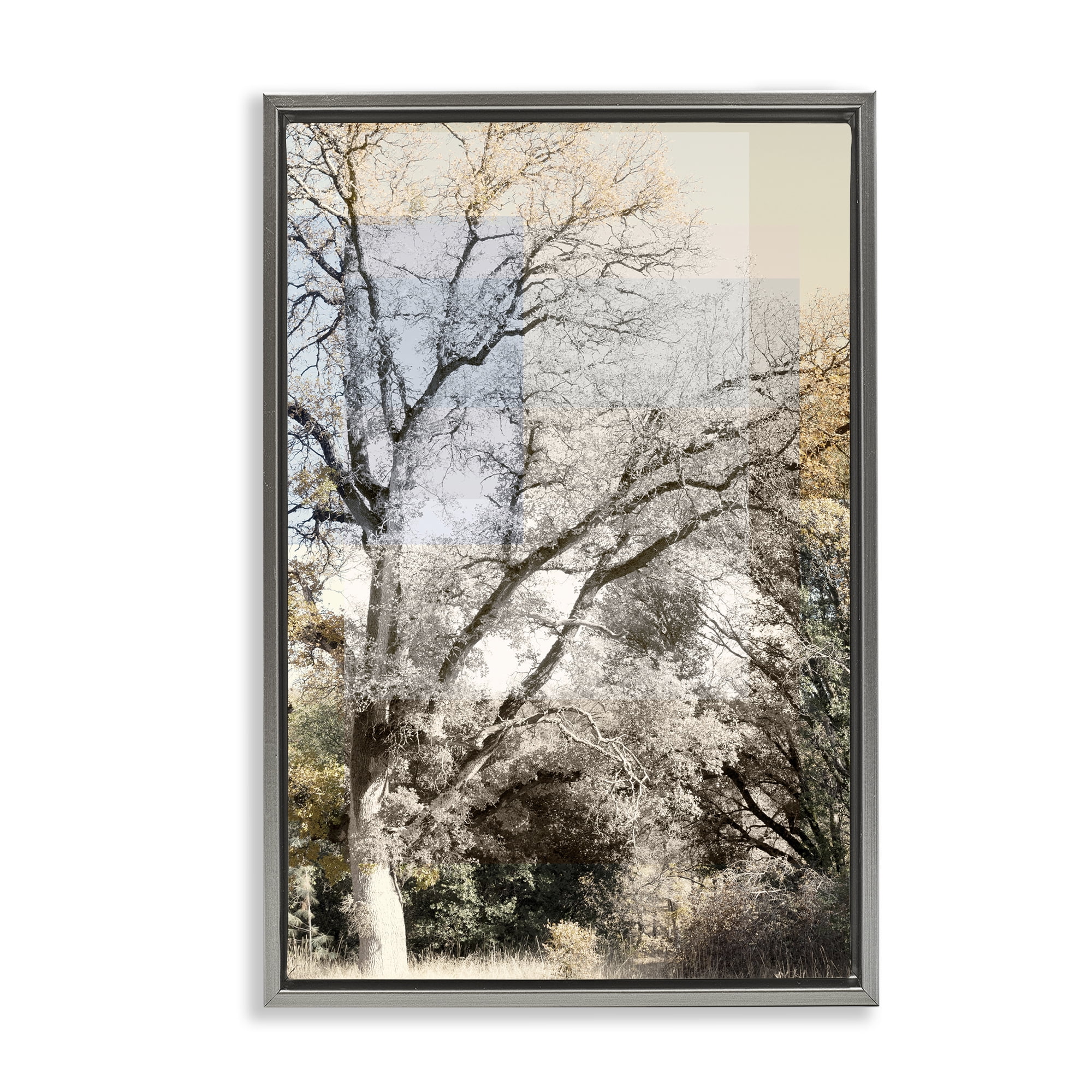 Stupell Industries Tree Collage Layers Gray Framed Floater Canvas Wall Art, design by Gemma Bardot