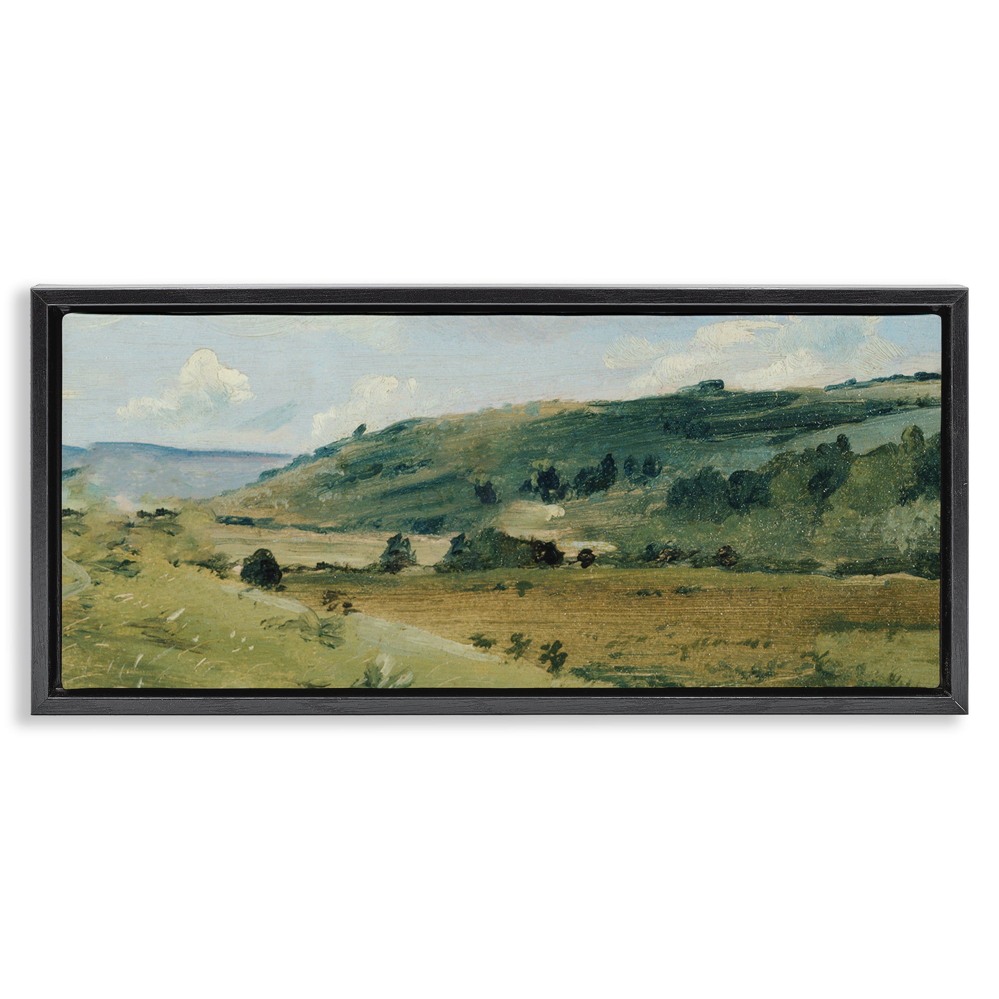Stupell Industries Tree Dotted Countryside in Summer Black Framed Floater Canvas Wall Art, design by Lucille Price