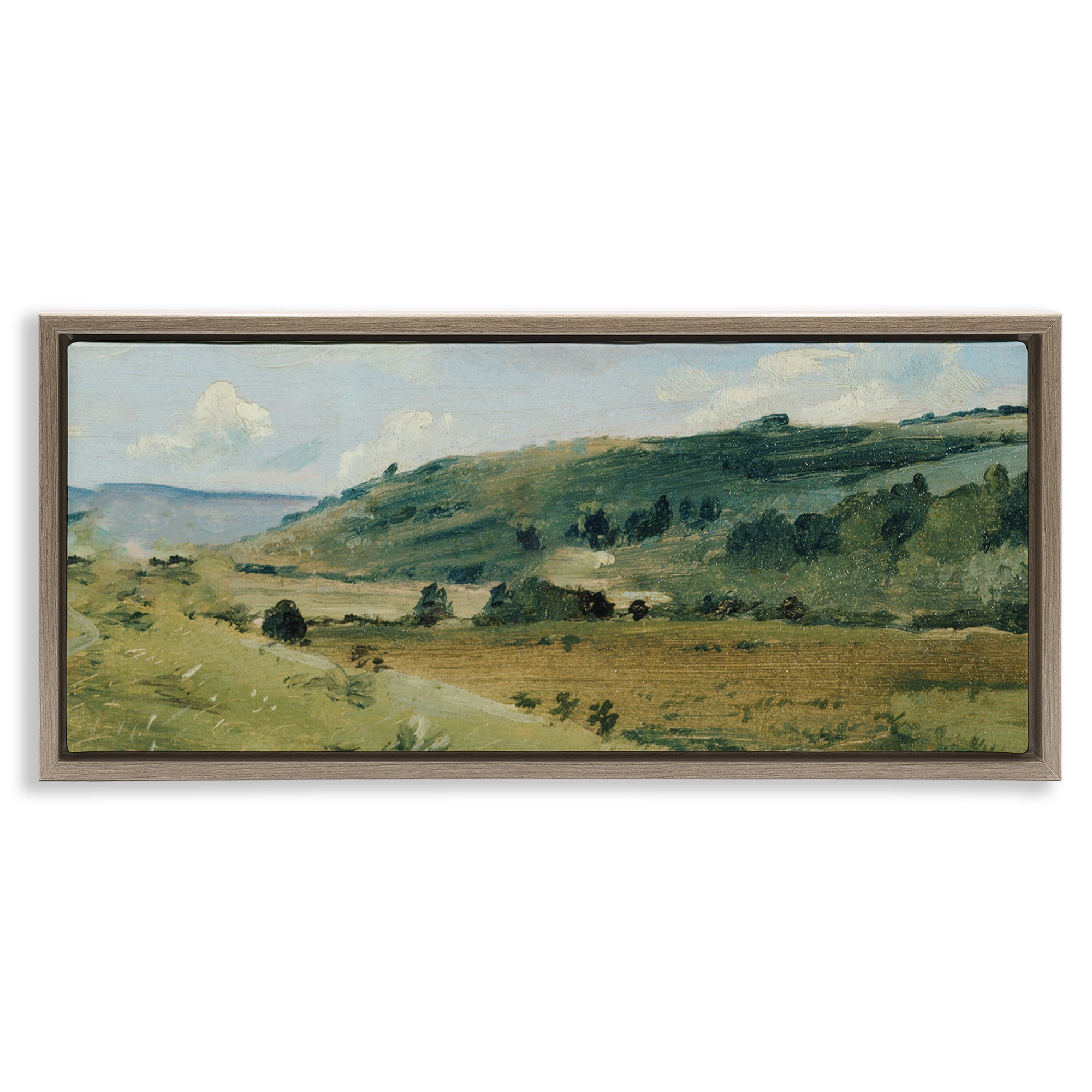 Stupell Industries Tree Dotted Countryside in Summer Brown Framed Floater Canvas Wall Art, design by Lucille Price