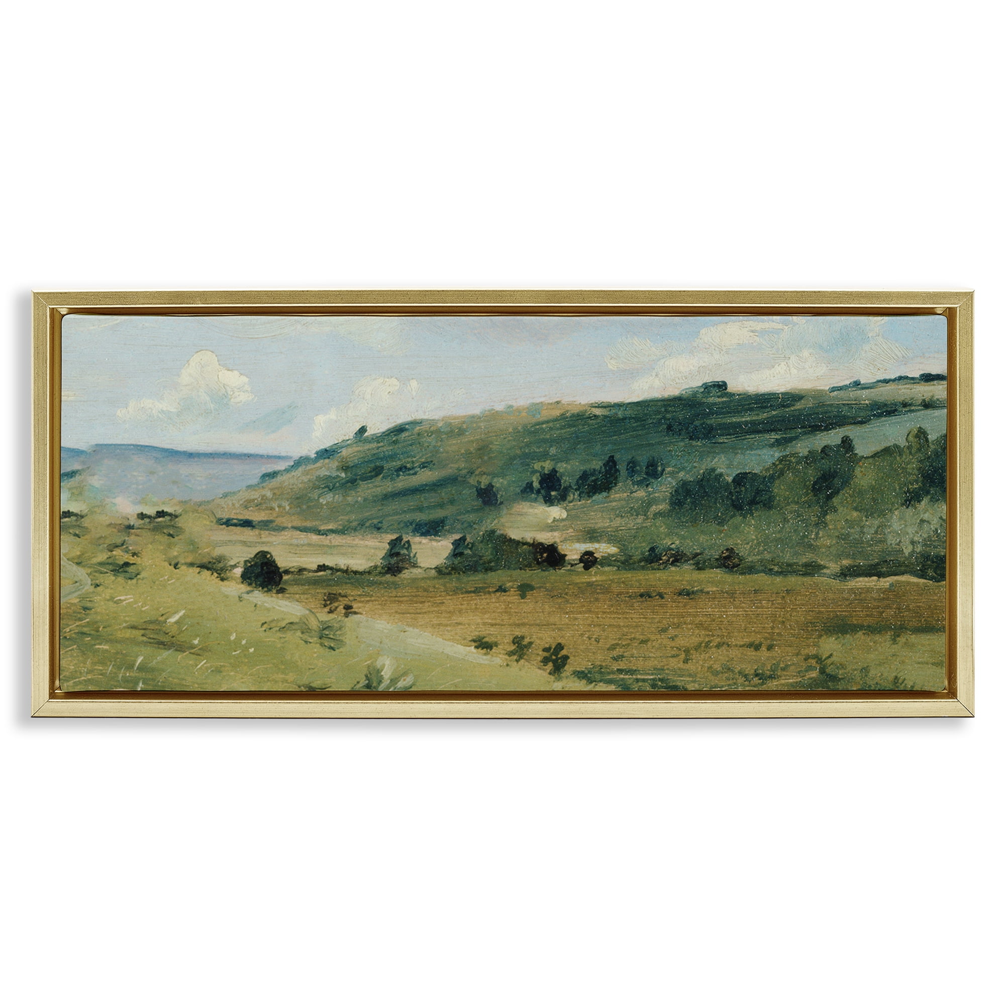 Stupell Industries Tree Dotted Countryside in Summer Gold Framed Floater Canvas Wall Art, design by Lucille Price