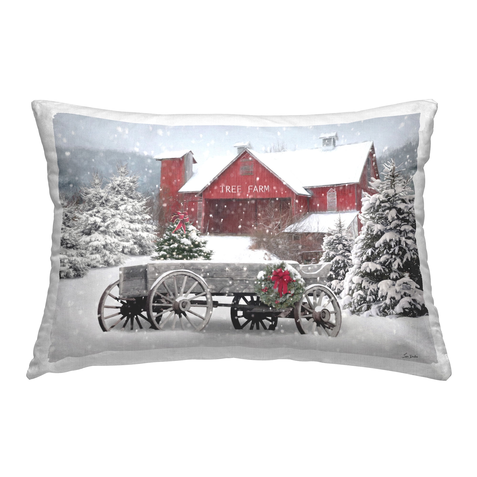 Stupell Industries Tree Farm Wagon Scene Decorative Printed Throw Pillow Design by Lori Deiter