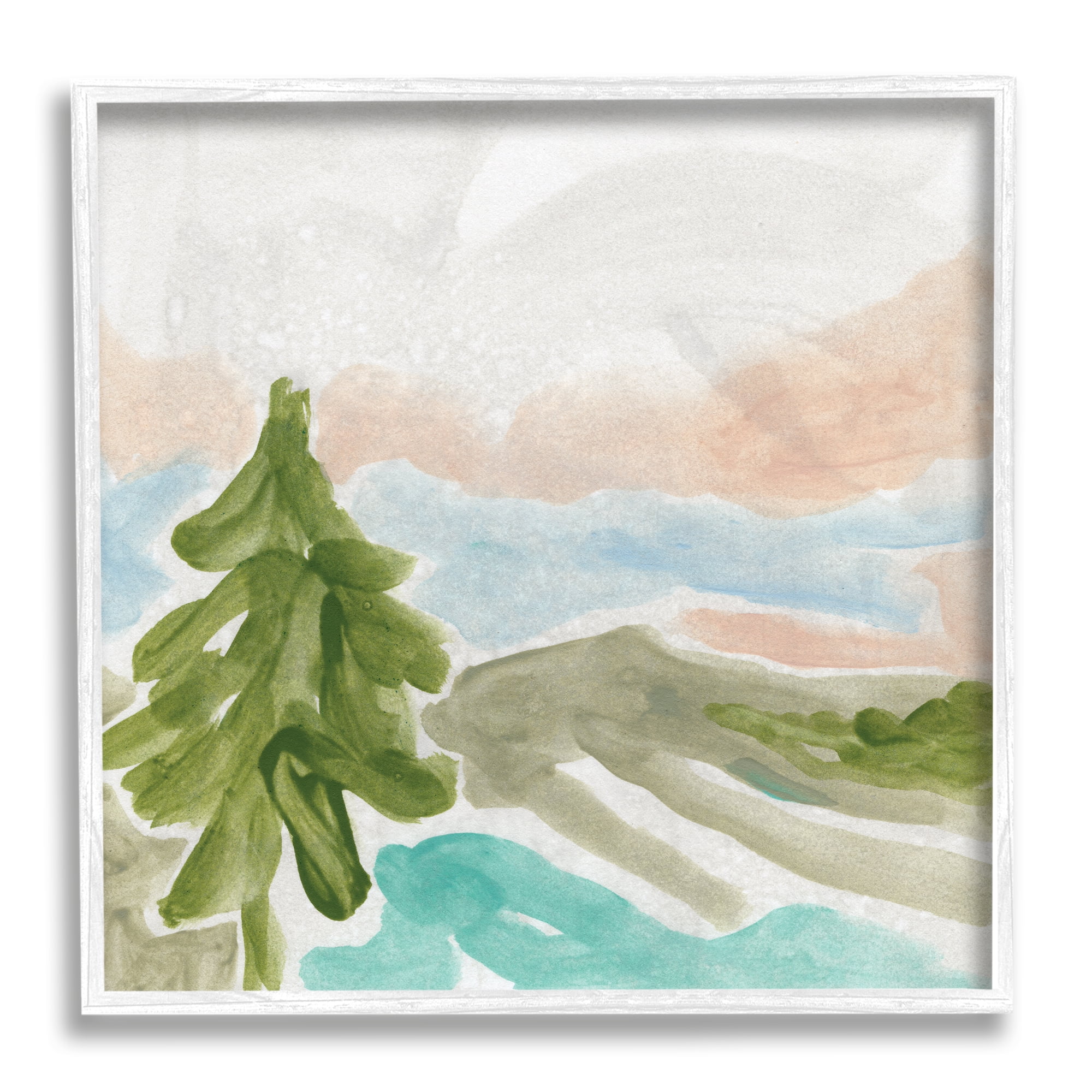 Stupell Industries Tree Forest Landscape Abstract Lake Mountain Range, 12 x 12, Designed by June Erica Vess