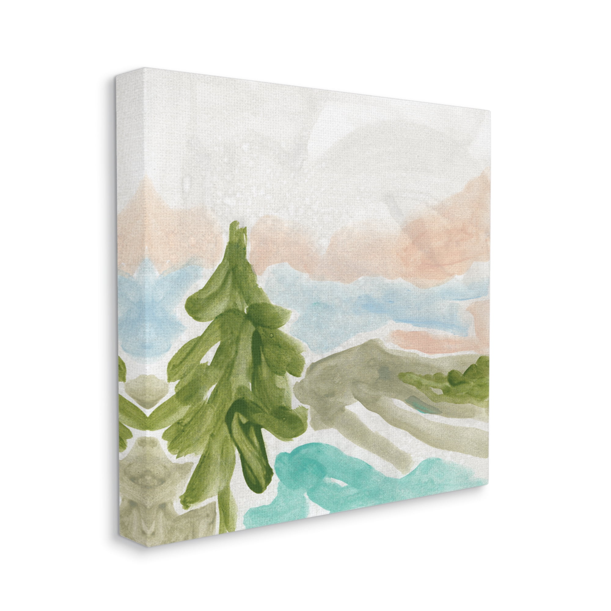 Stupell Industries Tree Forest Landscape Abstract Lake Mountain Range, 36 x 36, Designed by June Erica Vess
