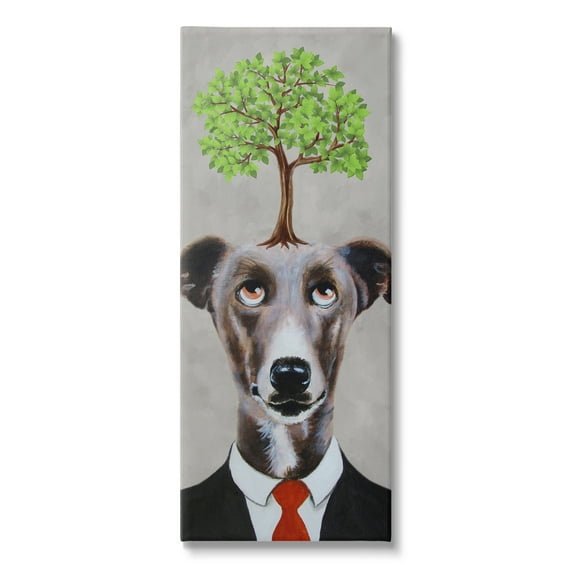 Stupell Industries Tree Growing Dog In Suit Animals & Insects Painting Gallery Wrapped Canvas Print Wall Art