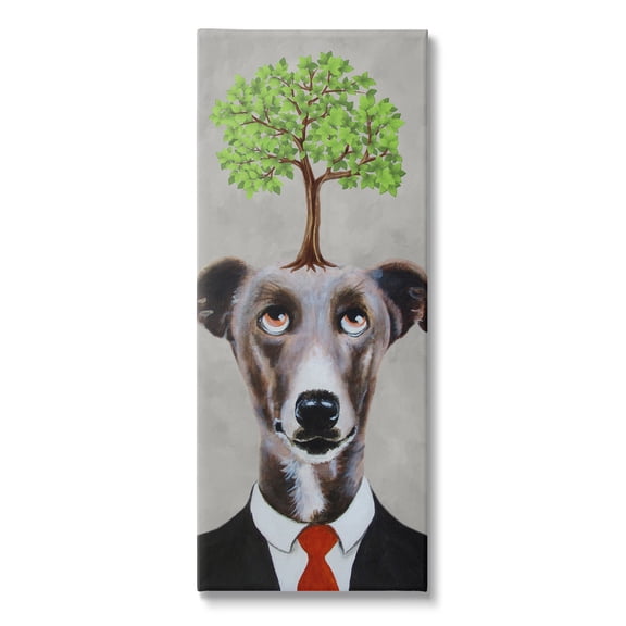 Stupell Industries Tree Growing Dog In Suit Animals & Insects Painting Gallery Wrapped Canvas Print Wall Art