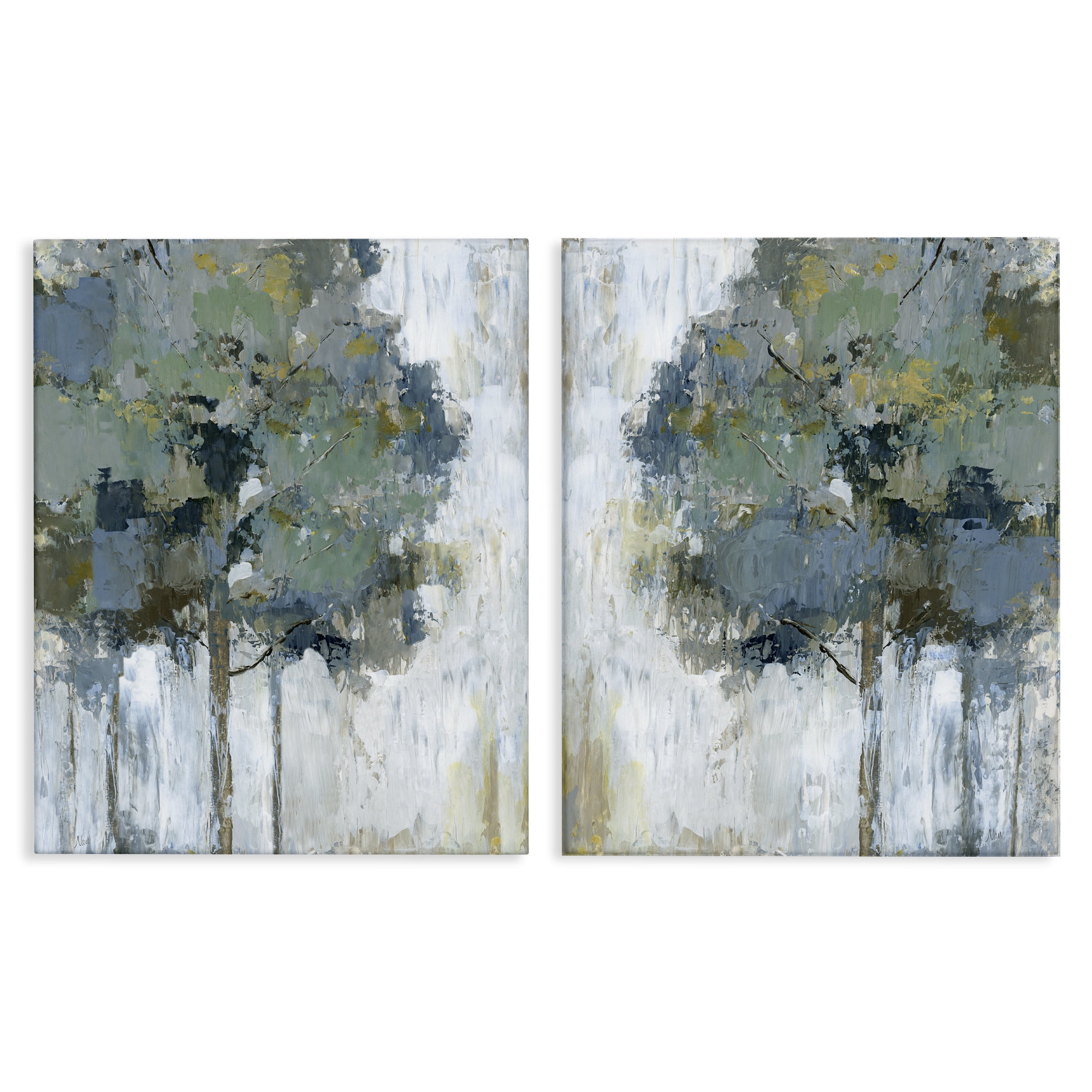 Stupell Industries Tree Impressions Abstract Landscape & Nature Painting Wrapped Canvas Art Print Wall Art, 16 x 20, Set of 2