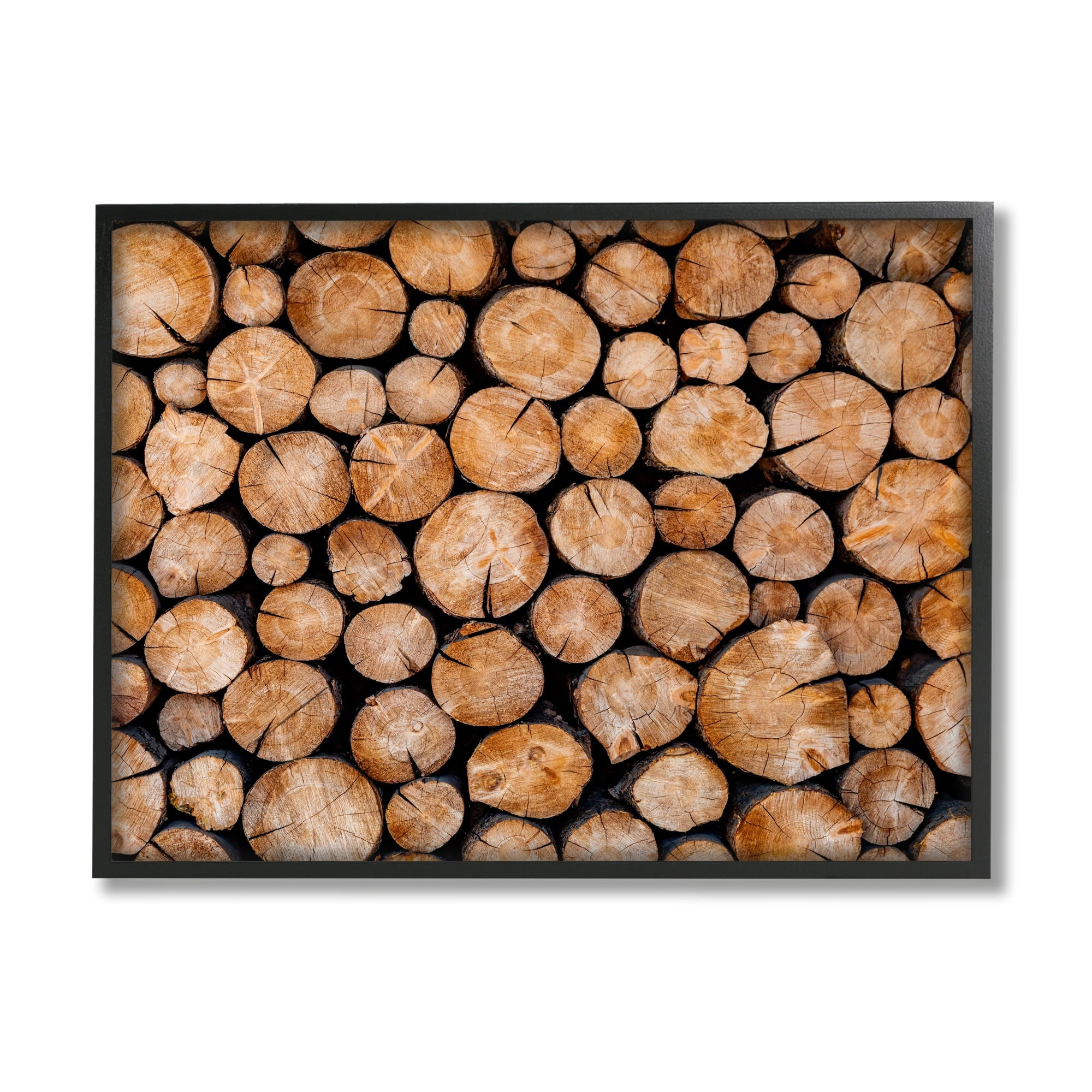 Stupell Industries Tree Logs Lumber Aerial View Modern Photography Photograph Black Framed Art Print Wall Art, Design by Jeff Poe Photography