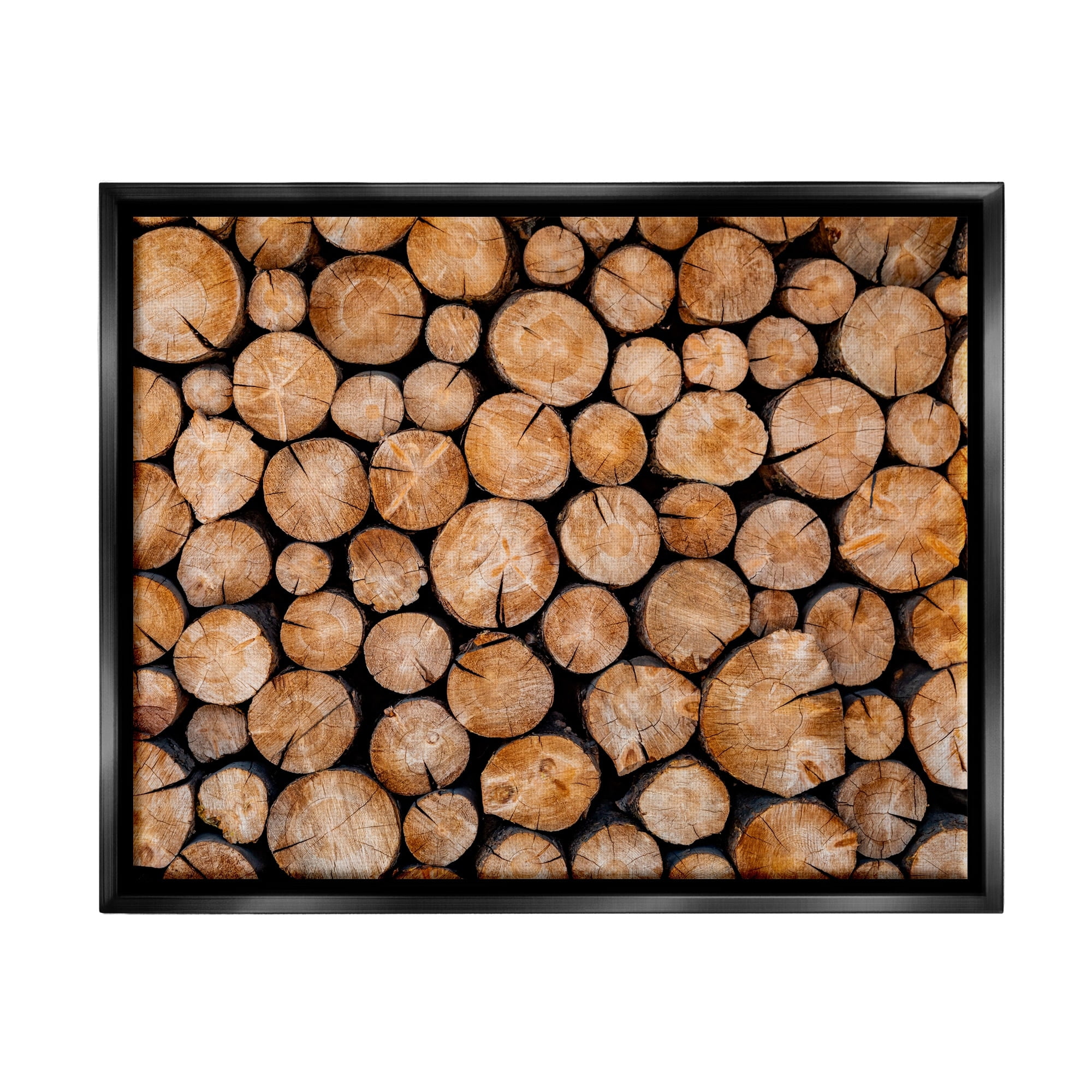 Stupell Industries Tree Logs Lumber Aerial View Modern Photography Photograph Jet Black Floating Framed Canvas Print Wall Art, Design by Jeff Poe Photography