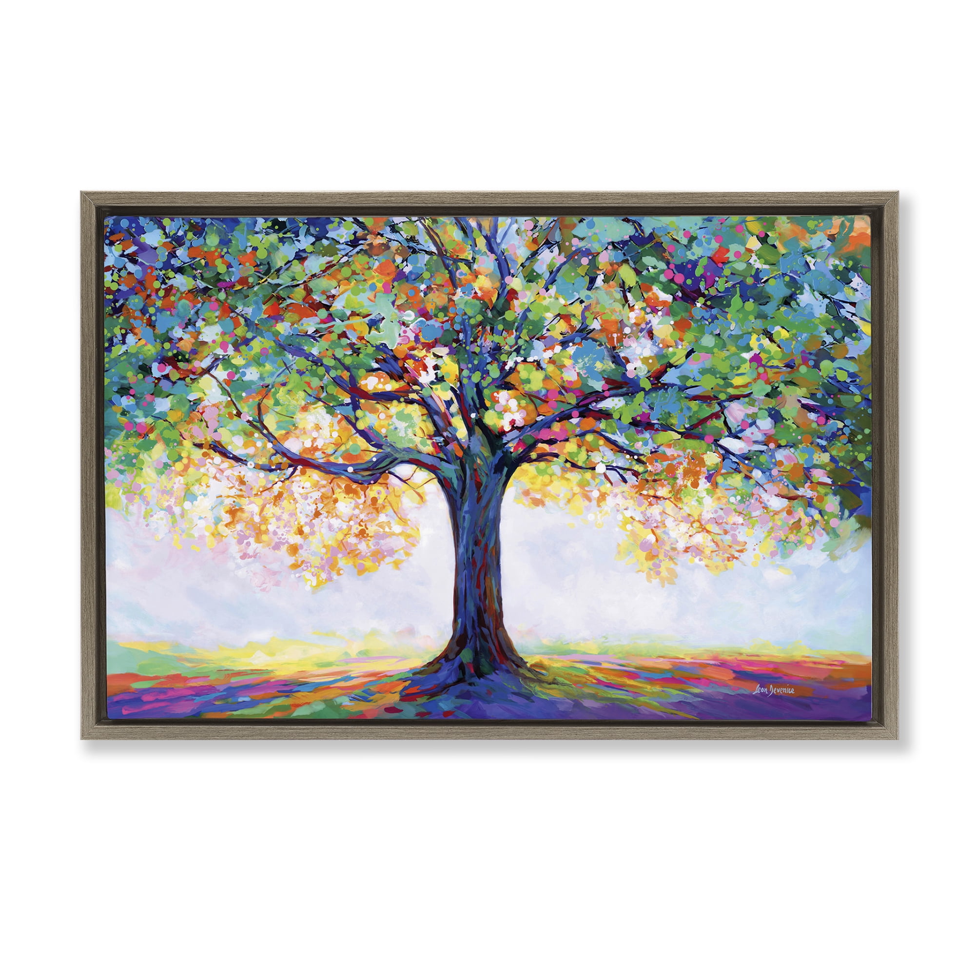 Stupell Industries Tree Of Opportunity Landscape & Nature Painting Brown Floater Framed Canvas Art Print Wall Art, 25 x 17