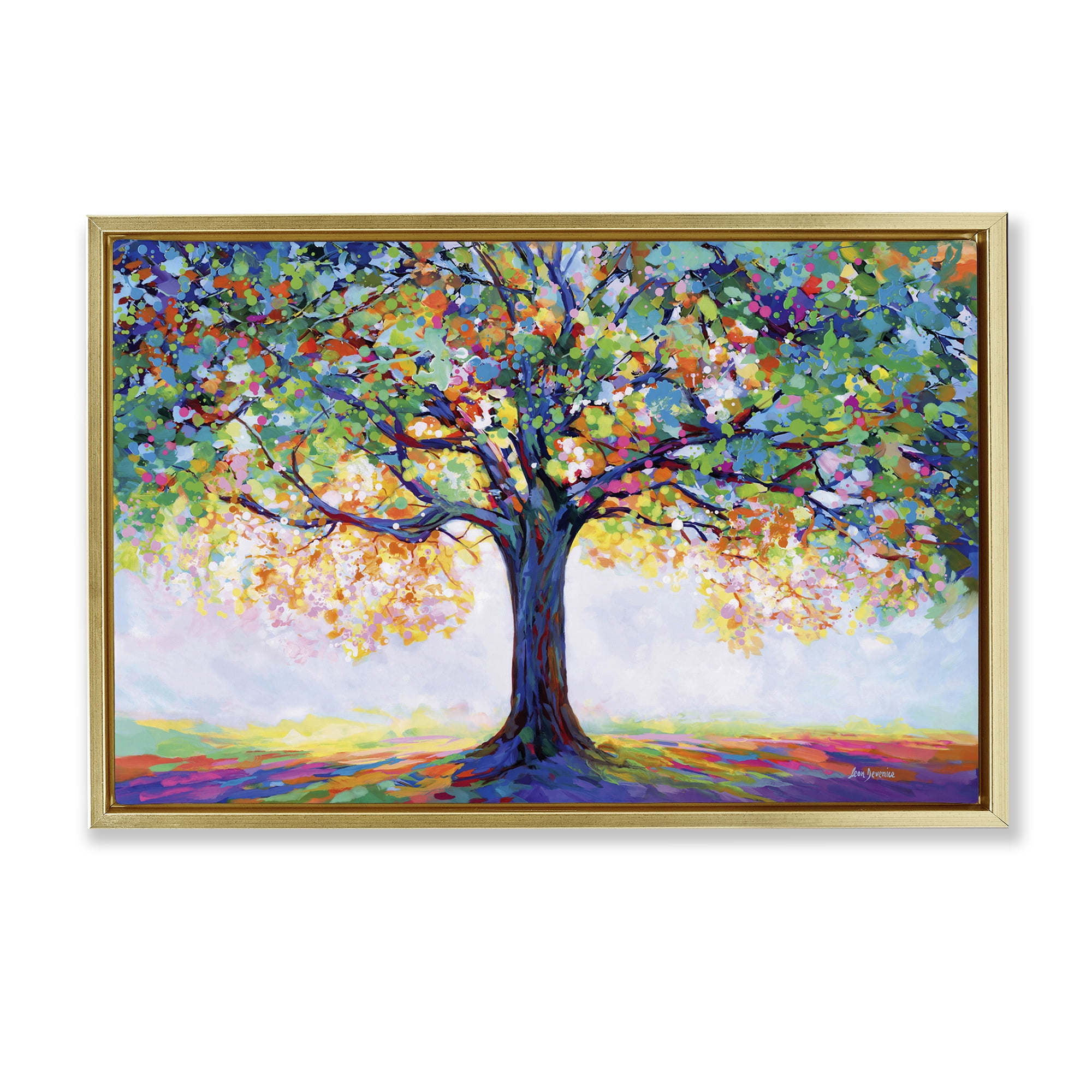 Stupell Industries Tree Of Opportunity Landscape & Nature Painting Gold Floater Framed Canvas Art Print Wall Art, 25 x 17