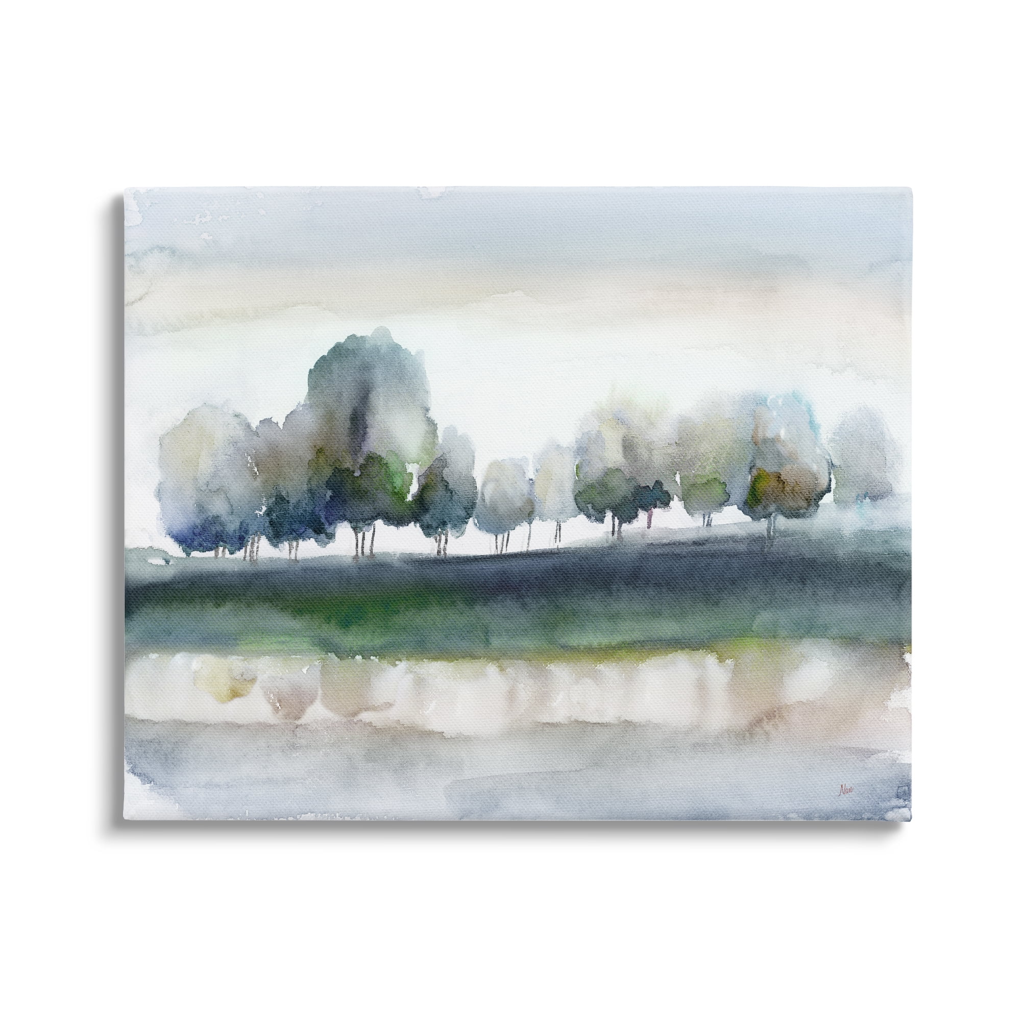 Large Green and Blue Abstract Nature Scene Canvas Art
