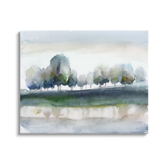 Stupell Industries Tree Orchard Flowing River Watercolor Nature Scene Painting Gallery Wrapped Canvas Print Wall Art, Design by Nan