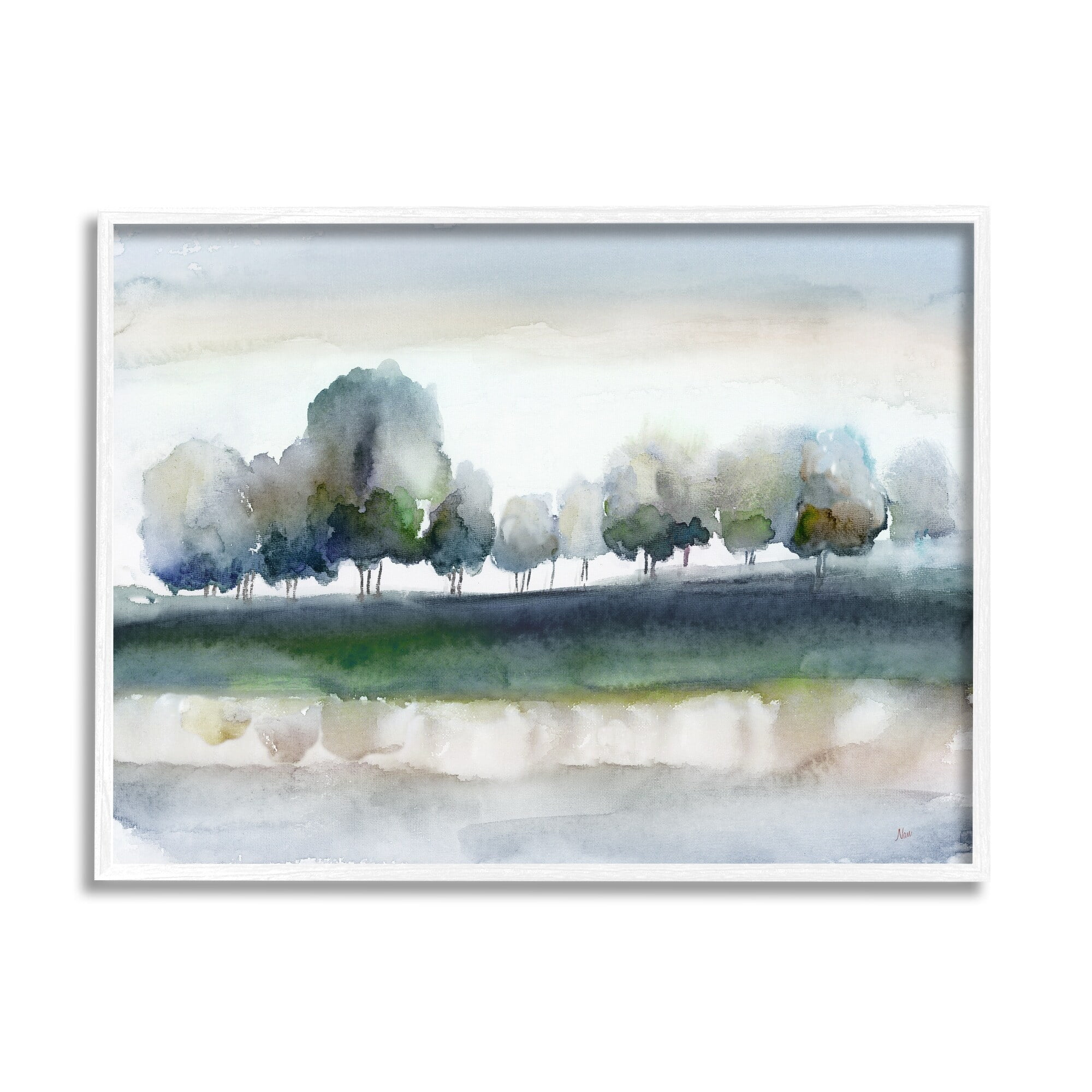White Framed Watercolor Nature Scene Wall Art, 20 x 16