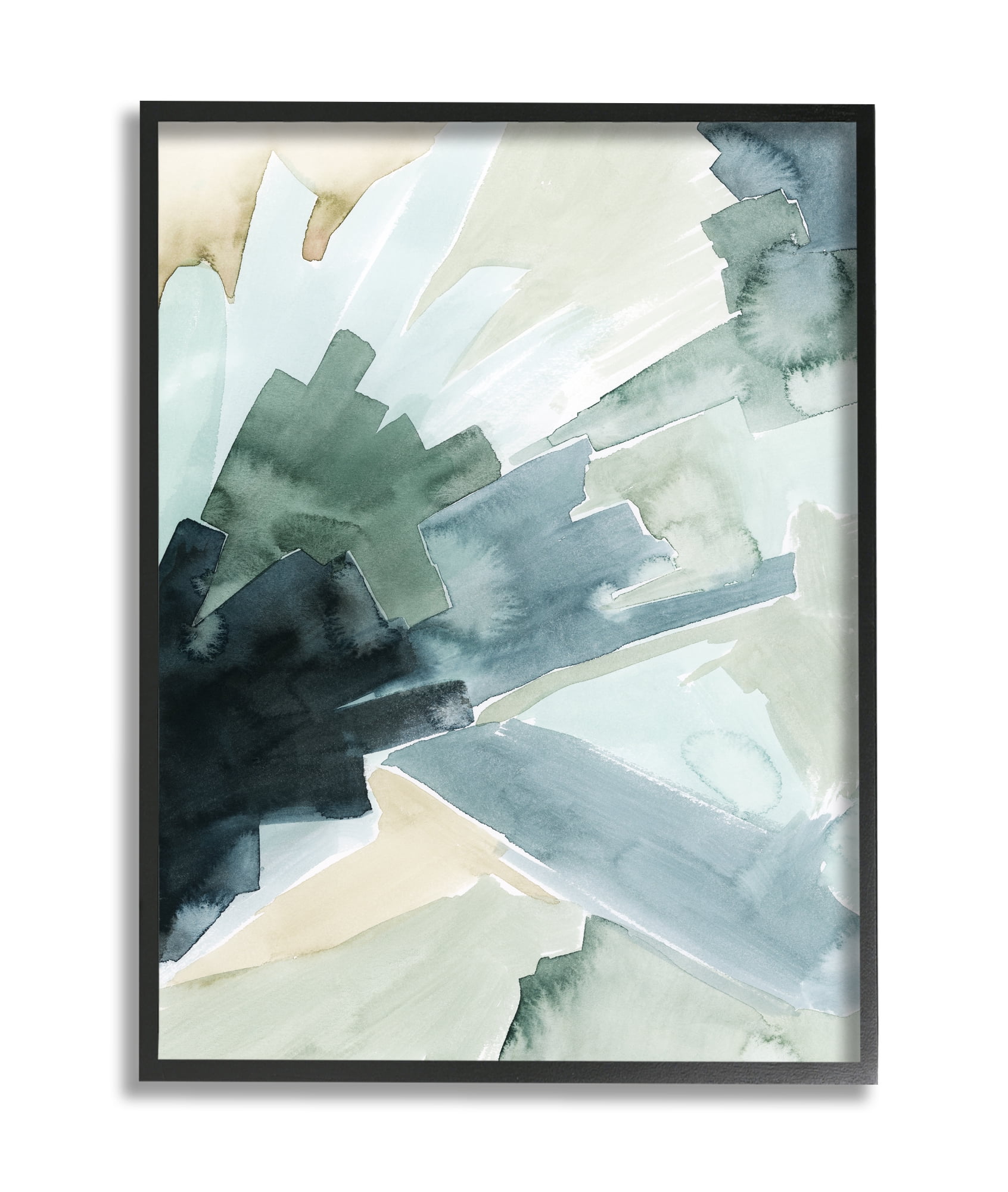 Stupell Industries Tree Shadow Abstract Landscape Painting Green Blue Black Framed, 16 x 20, Design by Grace Popp