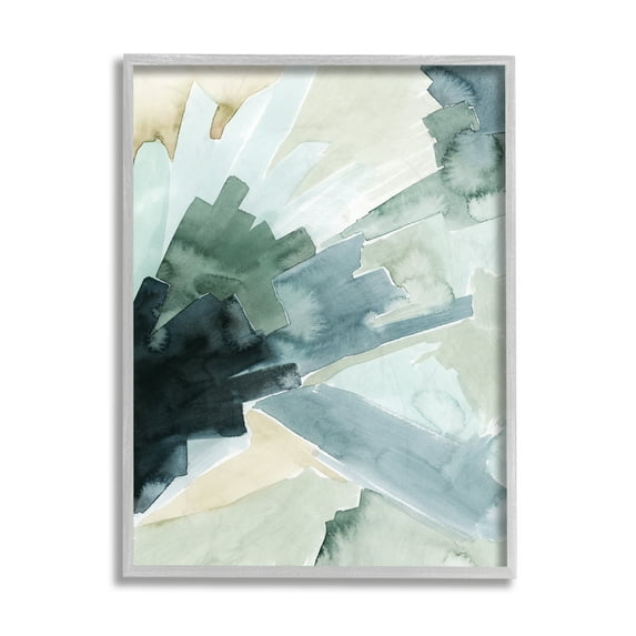 Stupell Industries Tree Shadow Abstract Landscape Painting Green Blue Grey Framed, 11 x 14, Design by Grace Popp