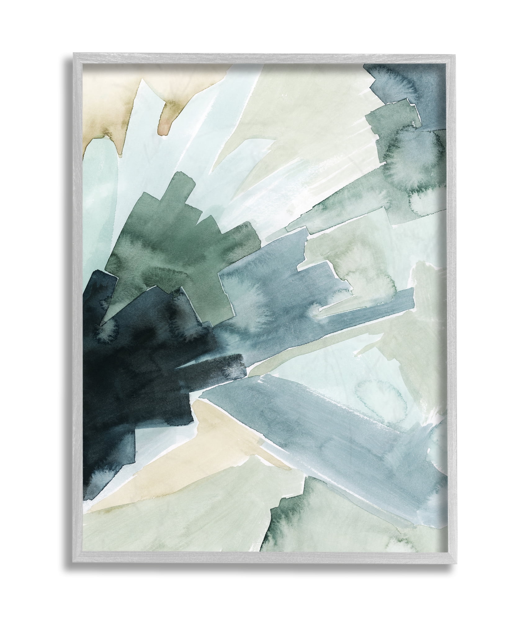 Stupell Industries Tree Shadow Abstract Landscape Painting Green Blue Grey Framed, 16 x 20, Design by Grace Popp