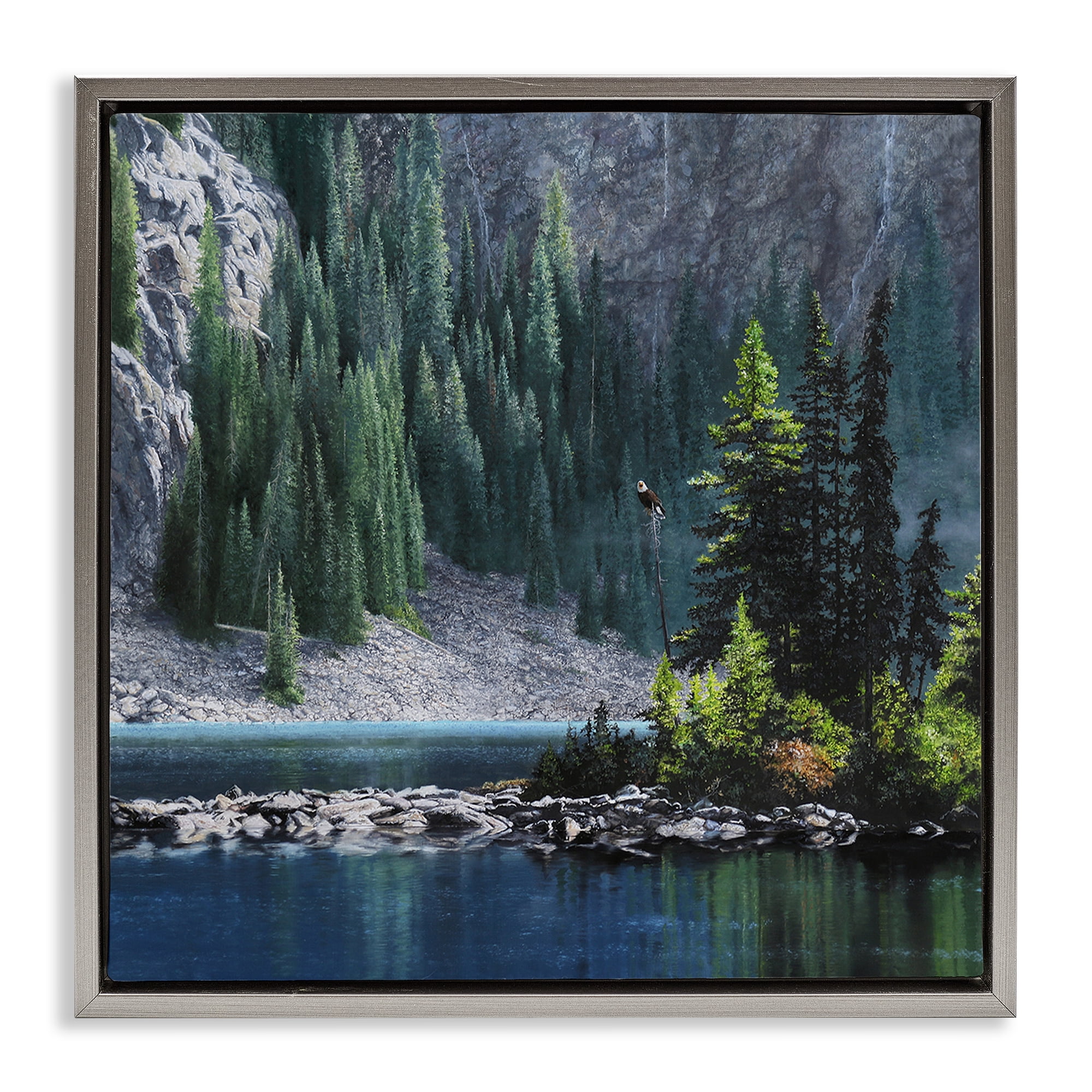 Stupell Industries Tree Spires in Nature Landscape & Nature Photography Gray Floater Framed Canvas Art Print Wall Art, 25 x 25