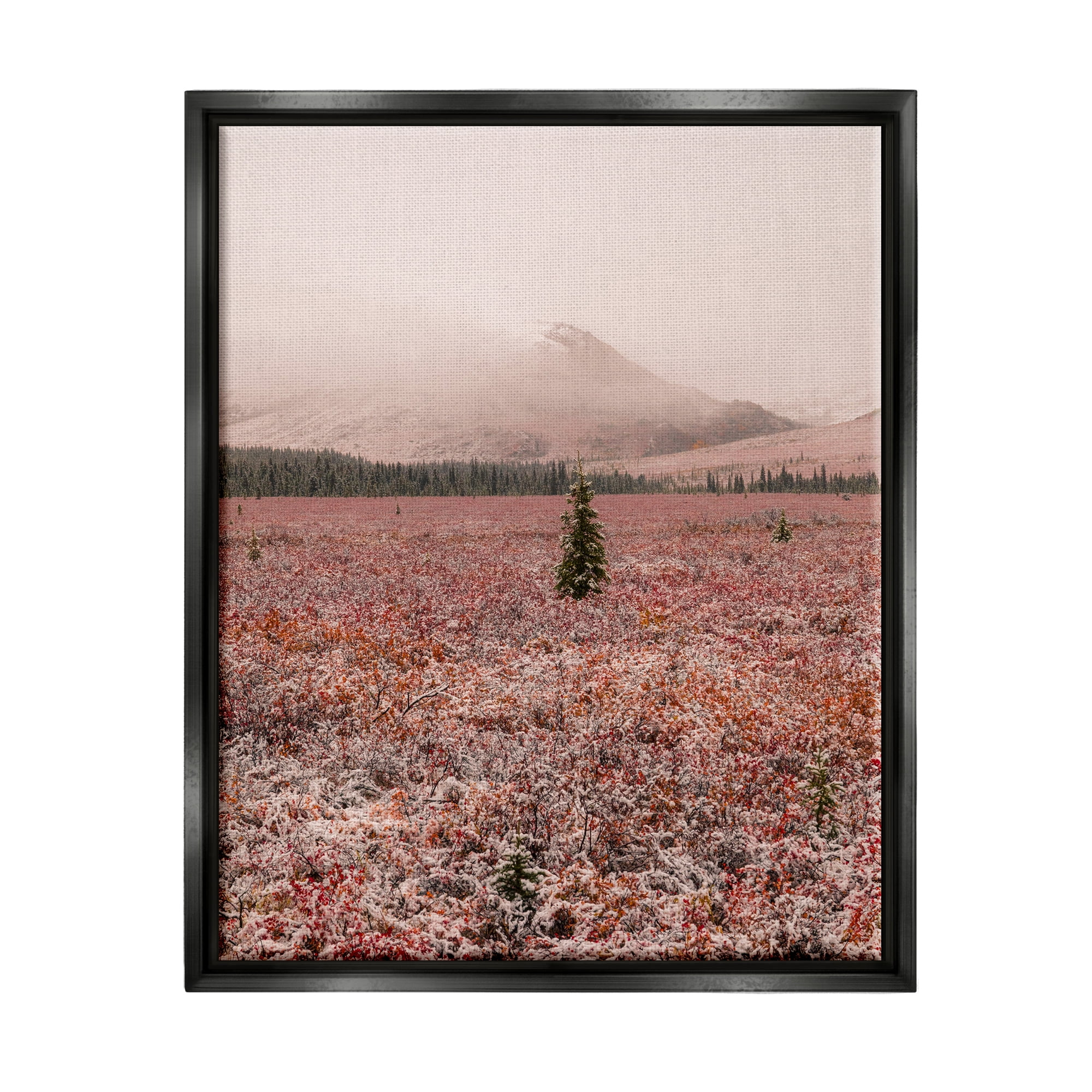 Stupell Industries Tree in Foggy Landscape Landscape Photography Black Floater Framed Canvas Art Print Wall Art, 17 x 21