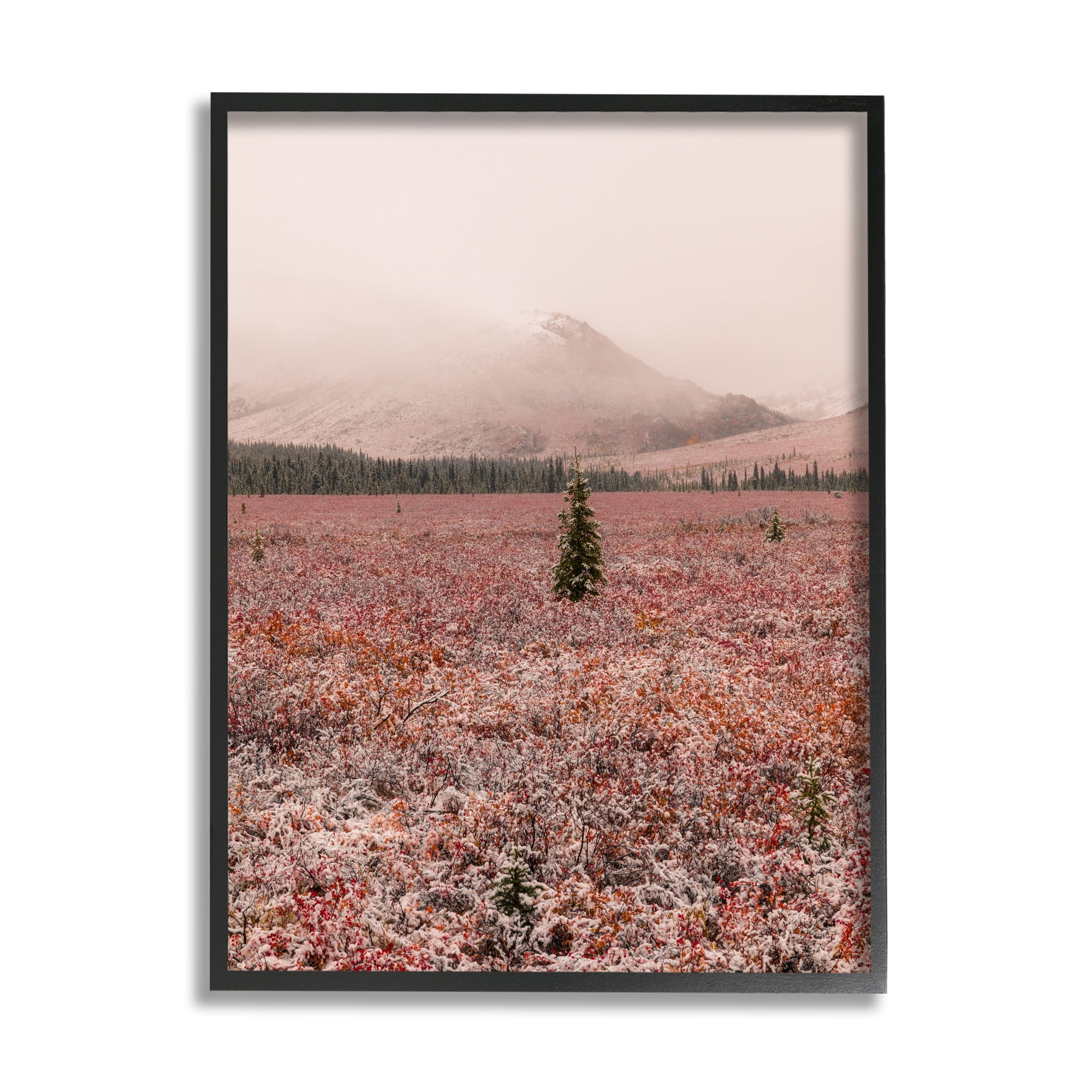 Stupell Industries Tree in Foggy Landscape Landscape Photography Black Framed Art Print Wall Art, 11 x 14