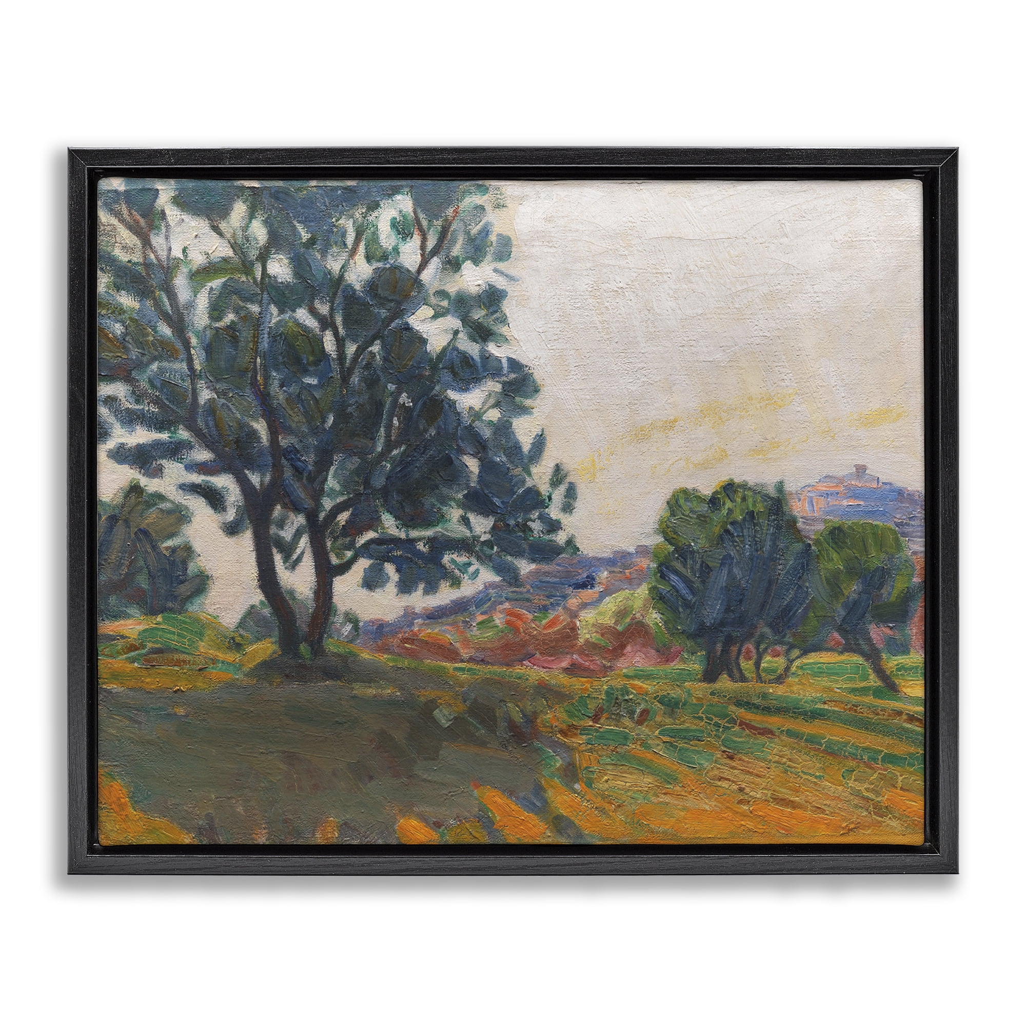 Stupell Industries Tree in Shadow Landscape & Nature Painting Black Floater Framed Canvas Art Print Wall Art, 21 x 17