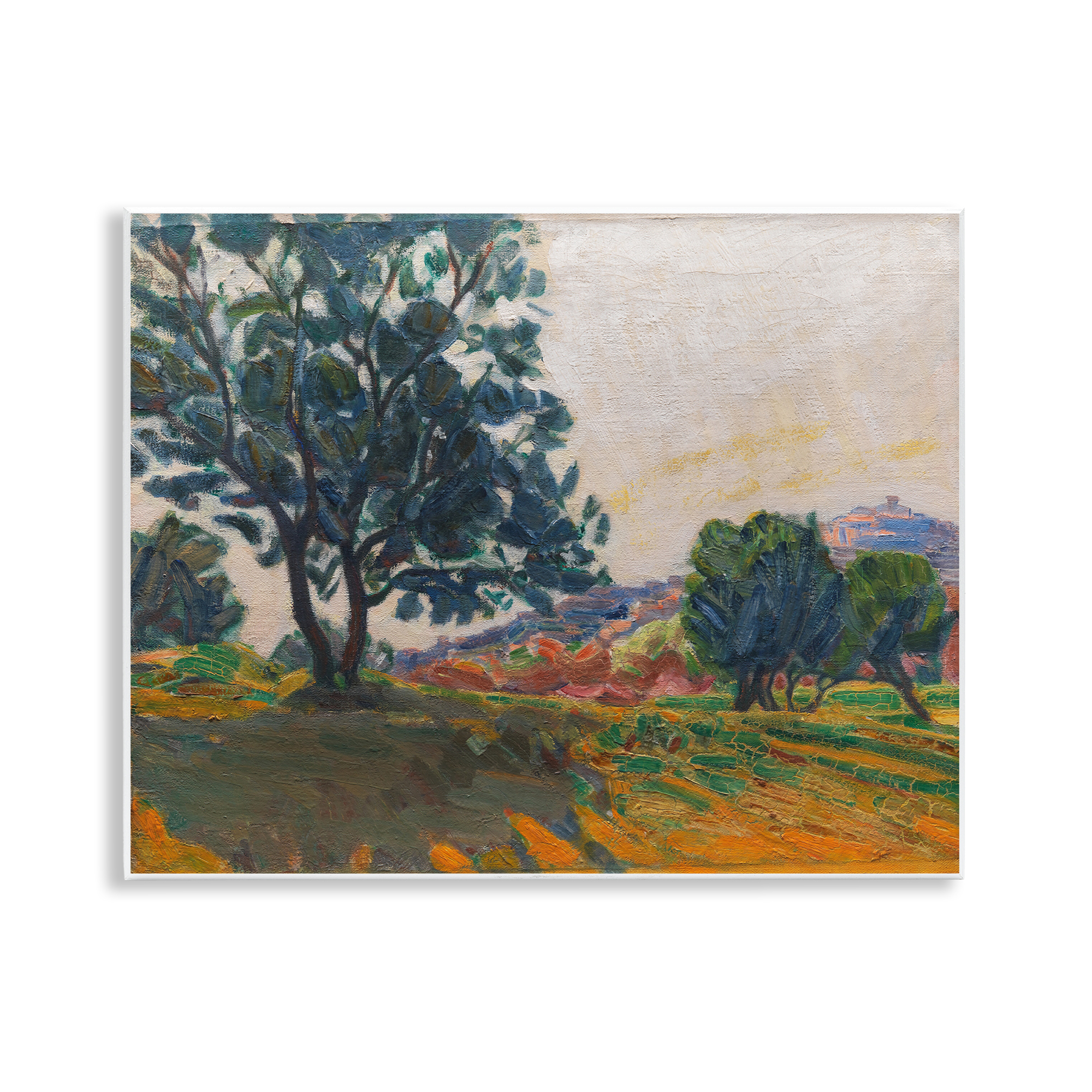 Stupell Industries Tree in Shadow Landscape & Nature Painting Unframed Art Print Wall Art, 14 x 11