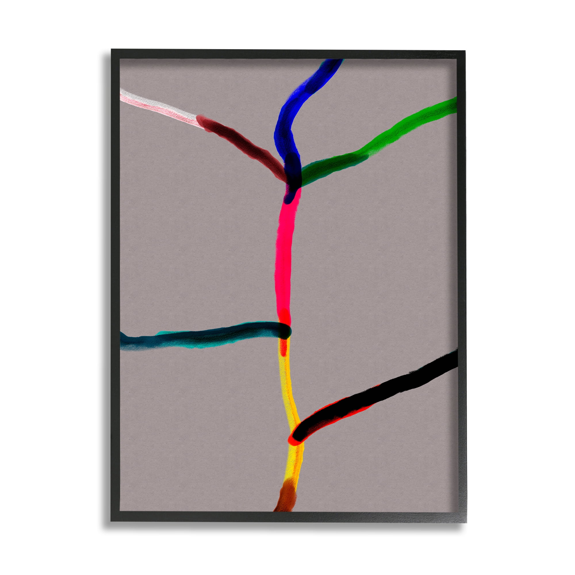 Stupell Industries Tree of Happiness Abstraction Merging Watercolor Lines Abstract Painting Black Framed Art Print Wall Art, 24 x 30