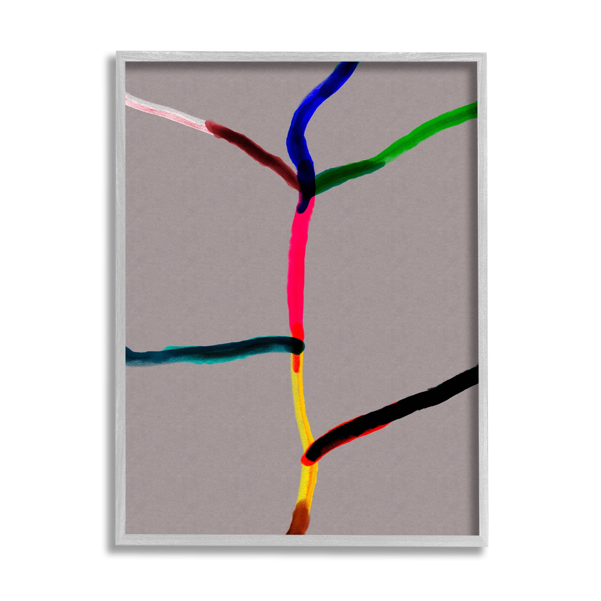 Stupell Industries Tree of Happiness Abstraction Merging Watercolor Lines Abstract Painting Gray Framed Art Print Wall Art, 16 x 20