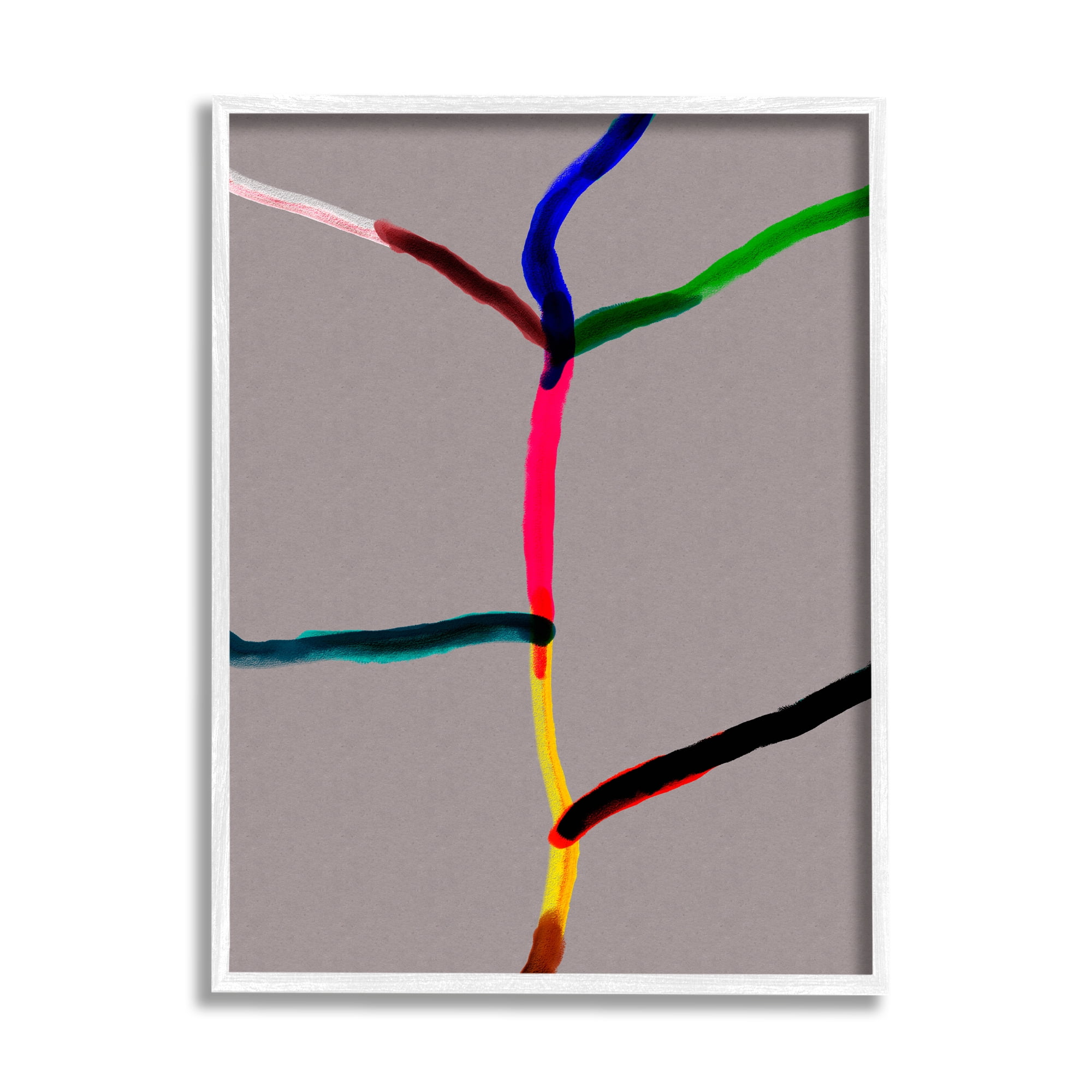 Stupell Industries Tree of Happiness Abstraction Merging Watercolor Lines Abstract Painting White Framed Art Print Wall Art, 24 x 30