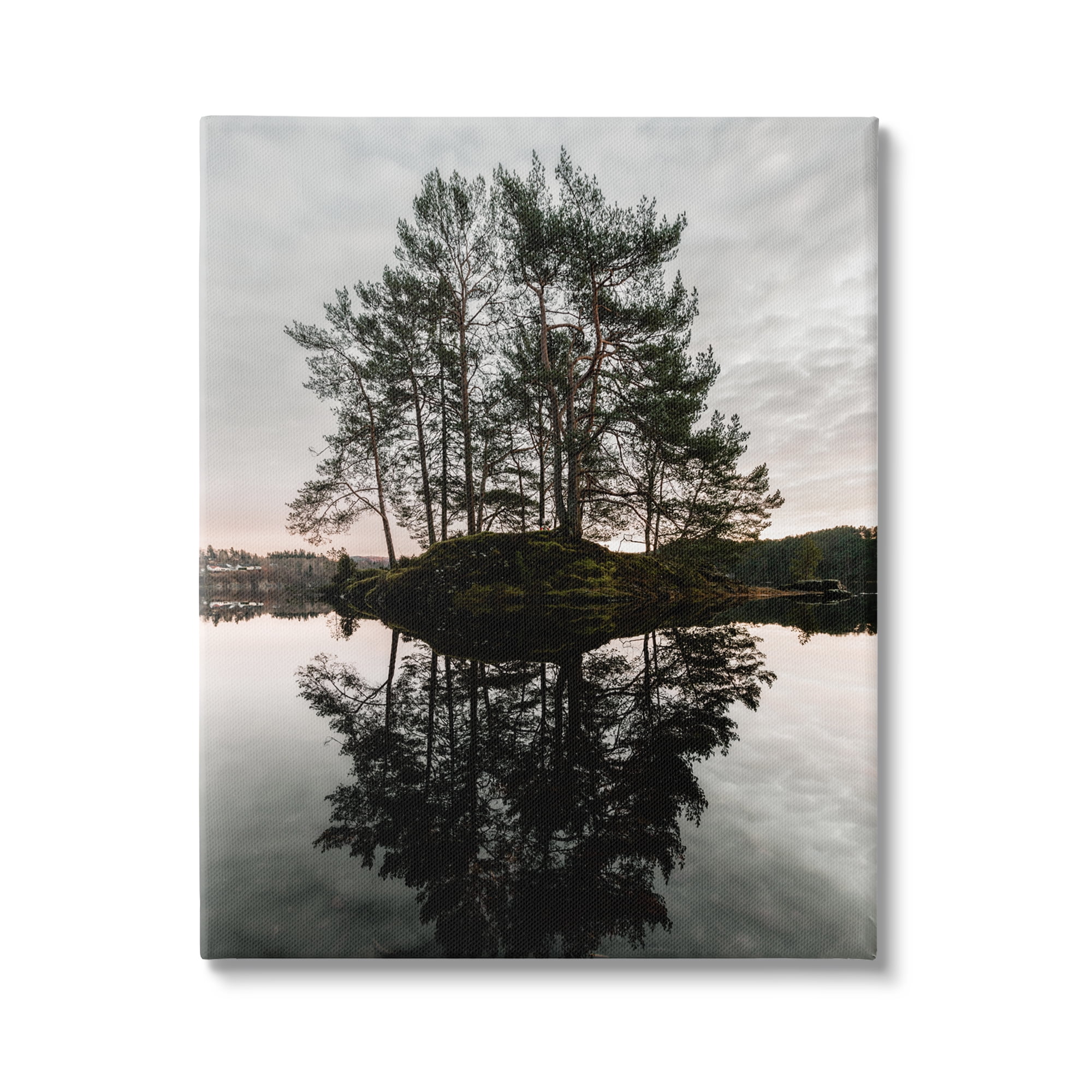 Stupell Industries Tree on Lake Landscape Nature Photography Gallery Wrapped Canvas Print Wall Art, 36 x 48