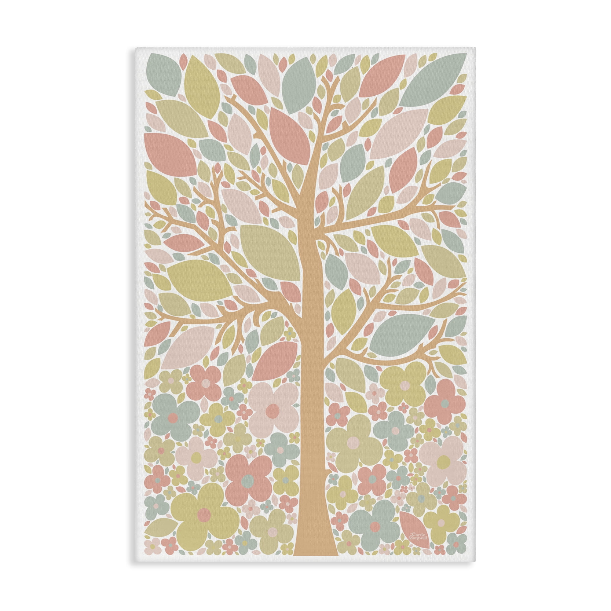 Stupell Industries Tree with Pastel Leaves Landscape Painting Gallery Wrapped Canvas Art Print Wall Art, 30 x 45