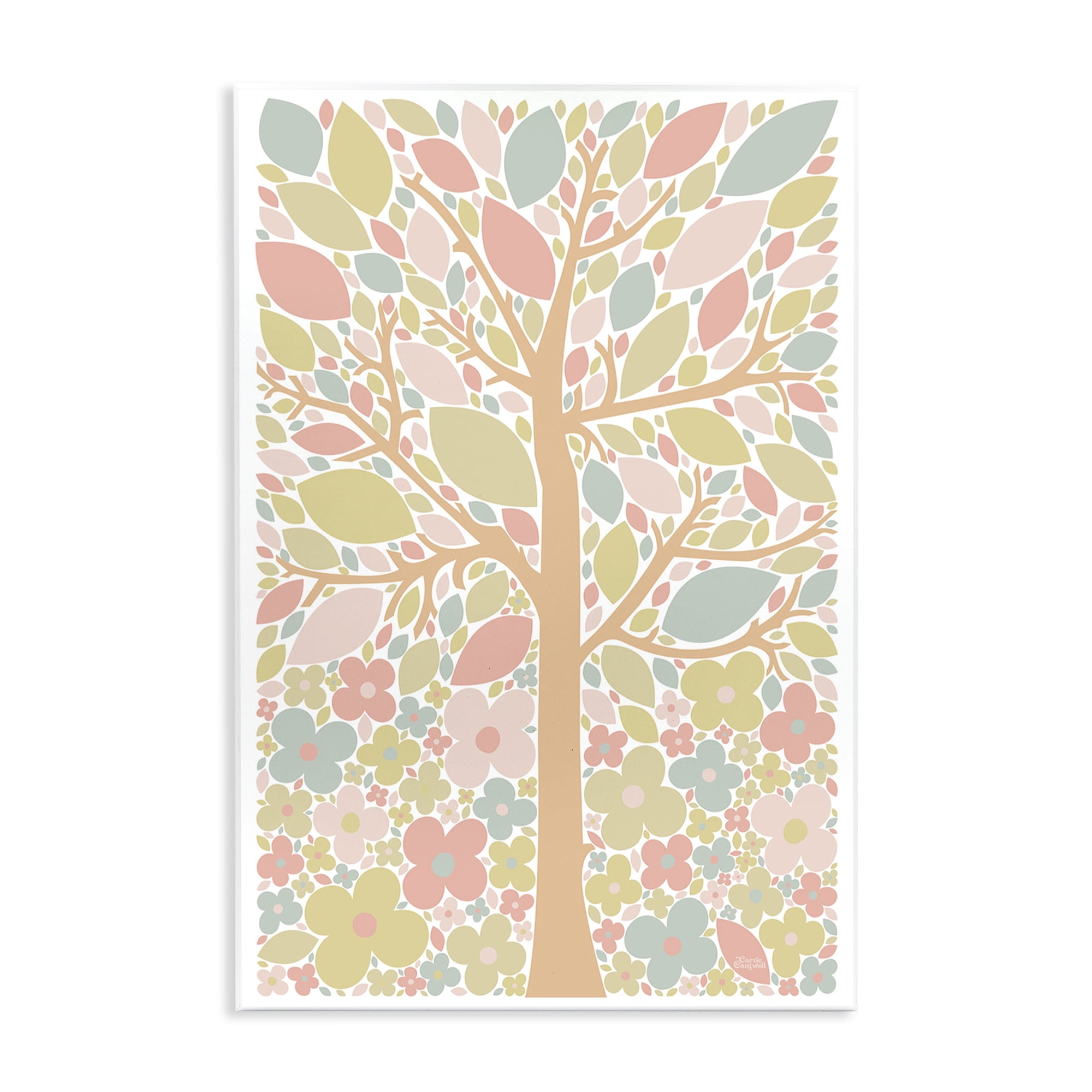 Stupell Industries Tree with Pastel Leaves Landscape Painting Unframed Art Print Wall Art, 13 x 19