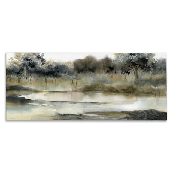 Trees By Lakeside Landscape Canvas Art, 24 x 10, Made In USA