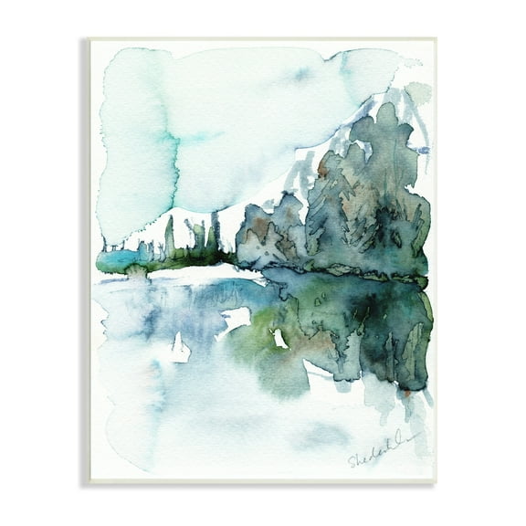 Stupell Industries Trees Lake Reflection Modern Landscape Watercolor Effect Painting Unframed Art Print Wall Art, Design by Kendra Shedenhelm